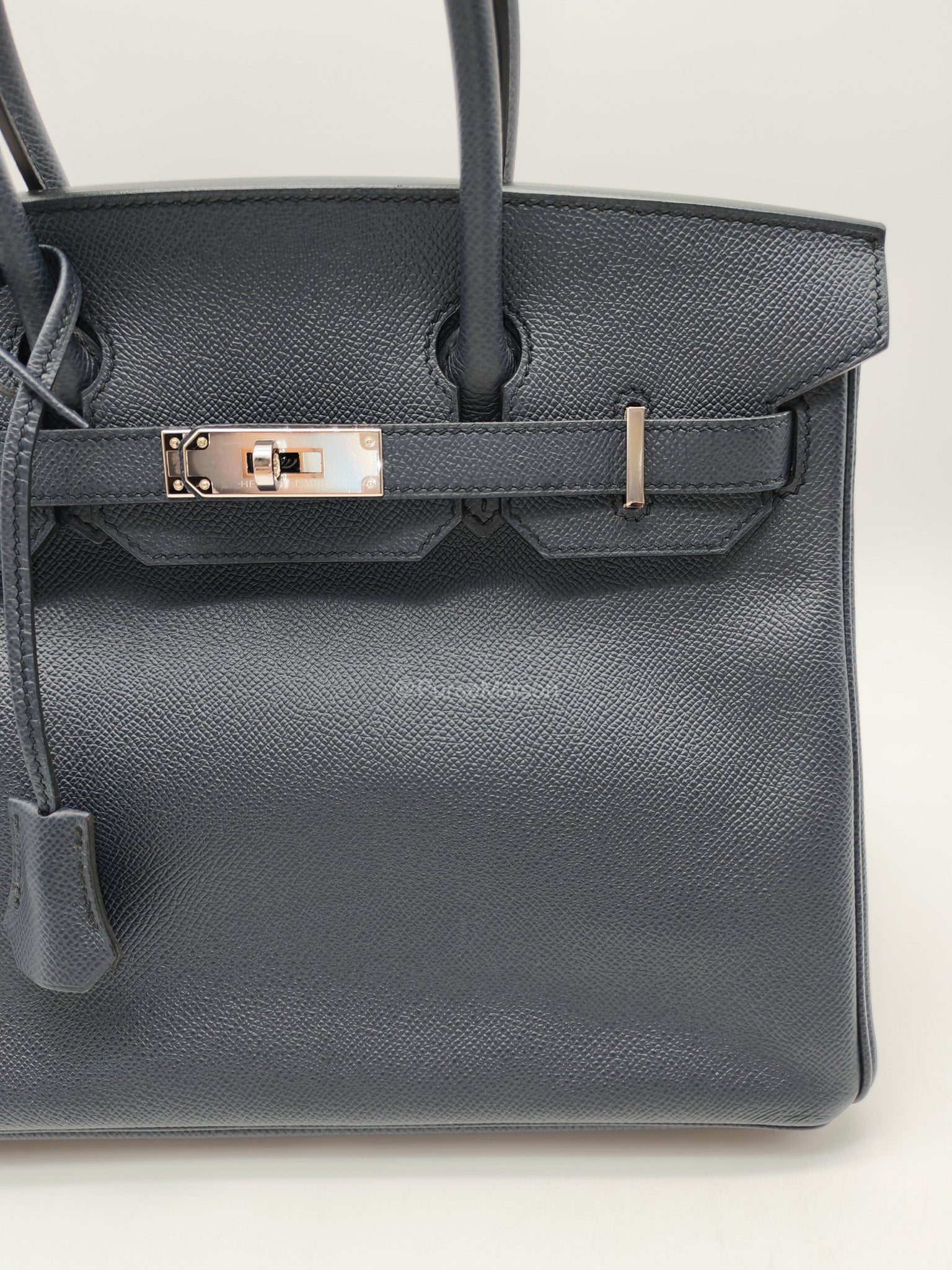 Birkin 30 Retourne in Bleu Indigo Epsom Leather Palladium Hardware Stamp Y(2020)