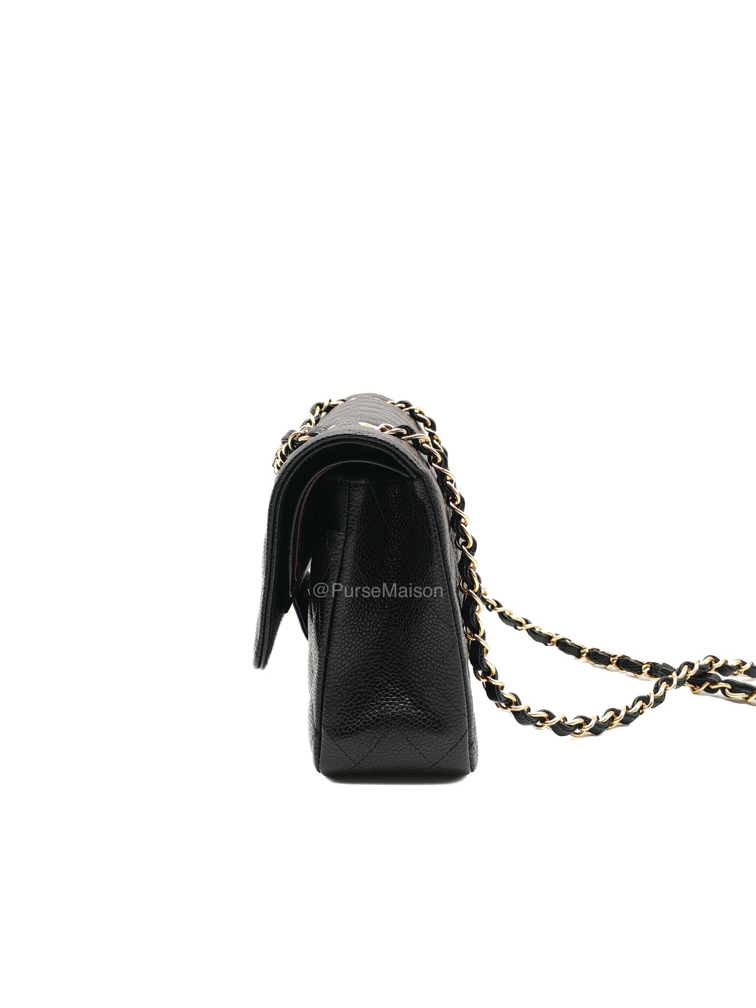Chanel Classic Double Flap Medium in Black Caviar Leather Gold Hardware (Microchip)