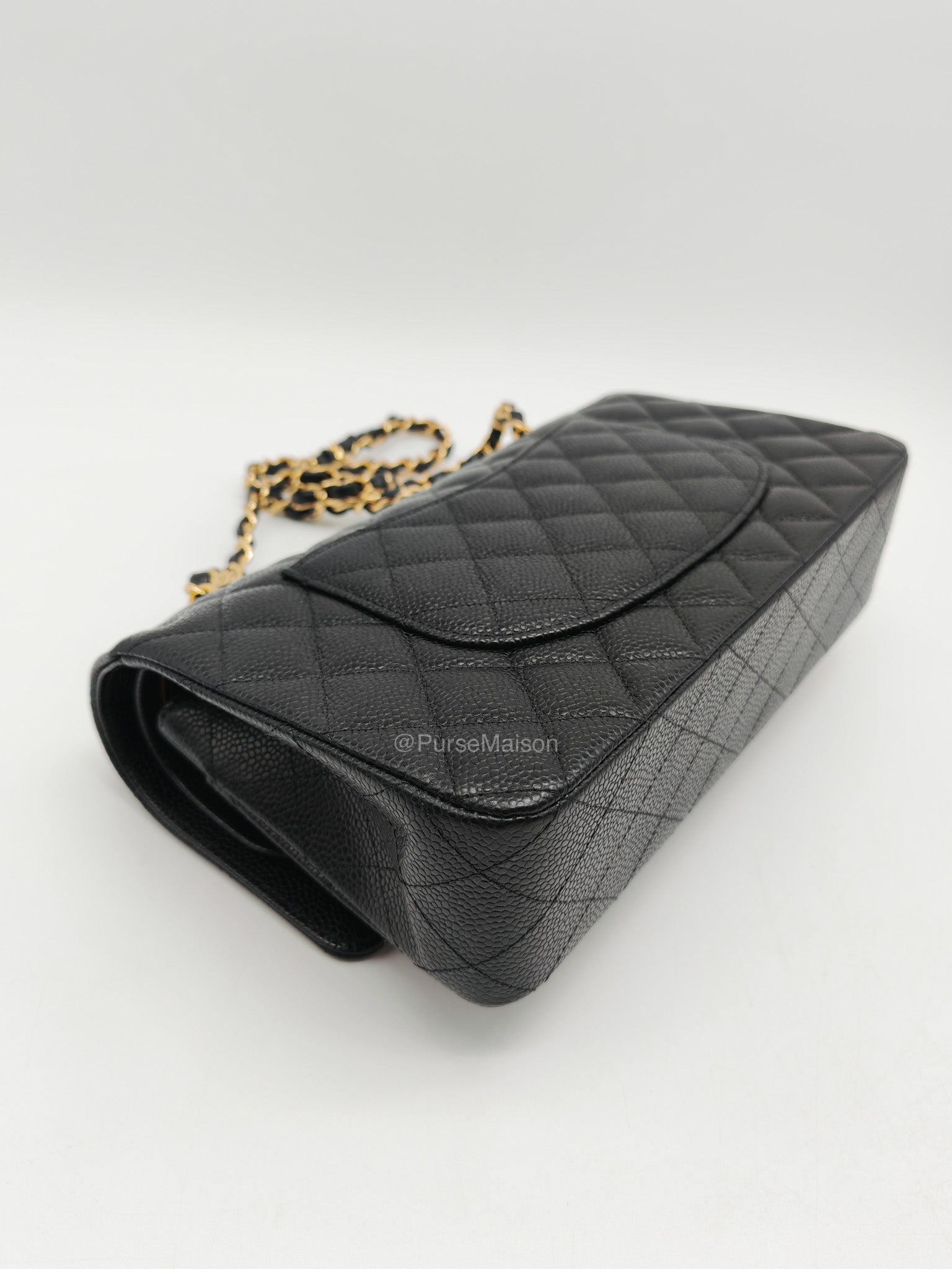 Chanel Classic Double Flap Medium in Black Caviar Leather Gold Hardware (Microchip)