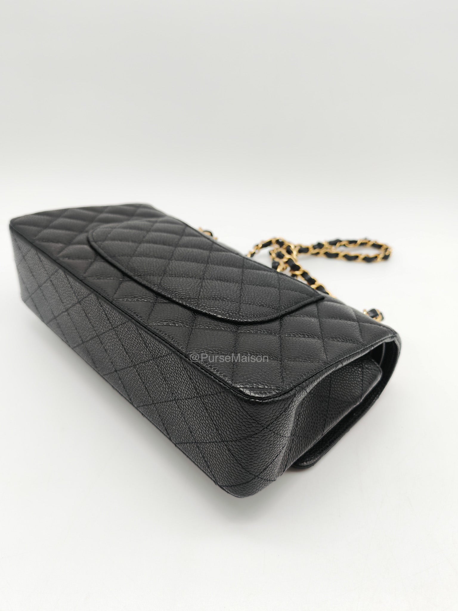 Chanel Classic Double Flap Medium in Black Caviar Leather Gold Hardware (Microchip)
