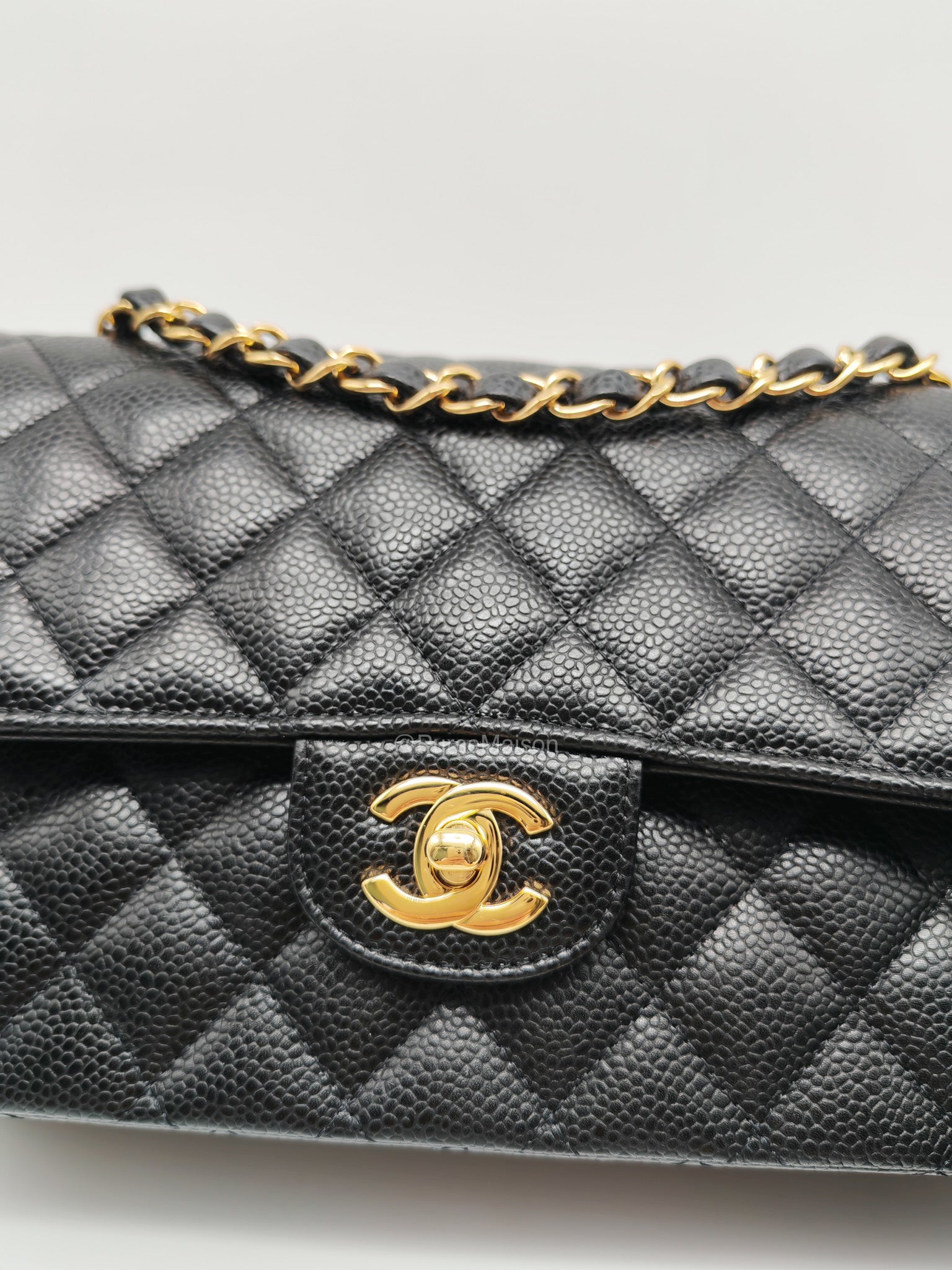 Chanel Classic Double Flap Medium in Black Caviar Leather Gold Hardware (Microchip)