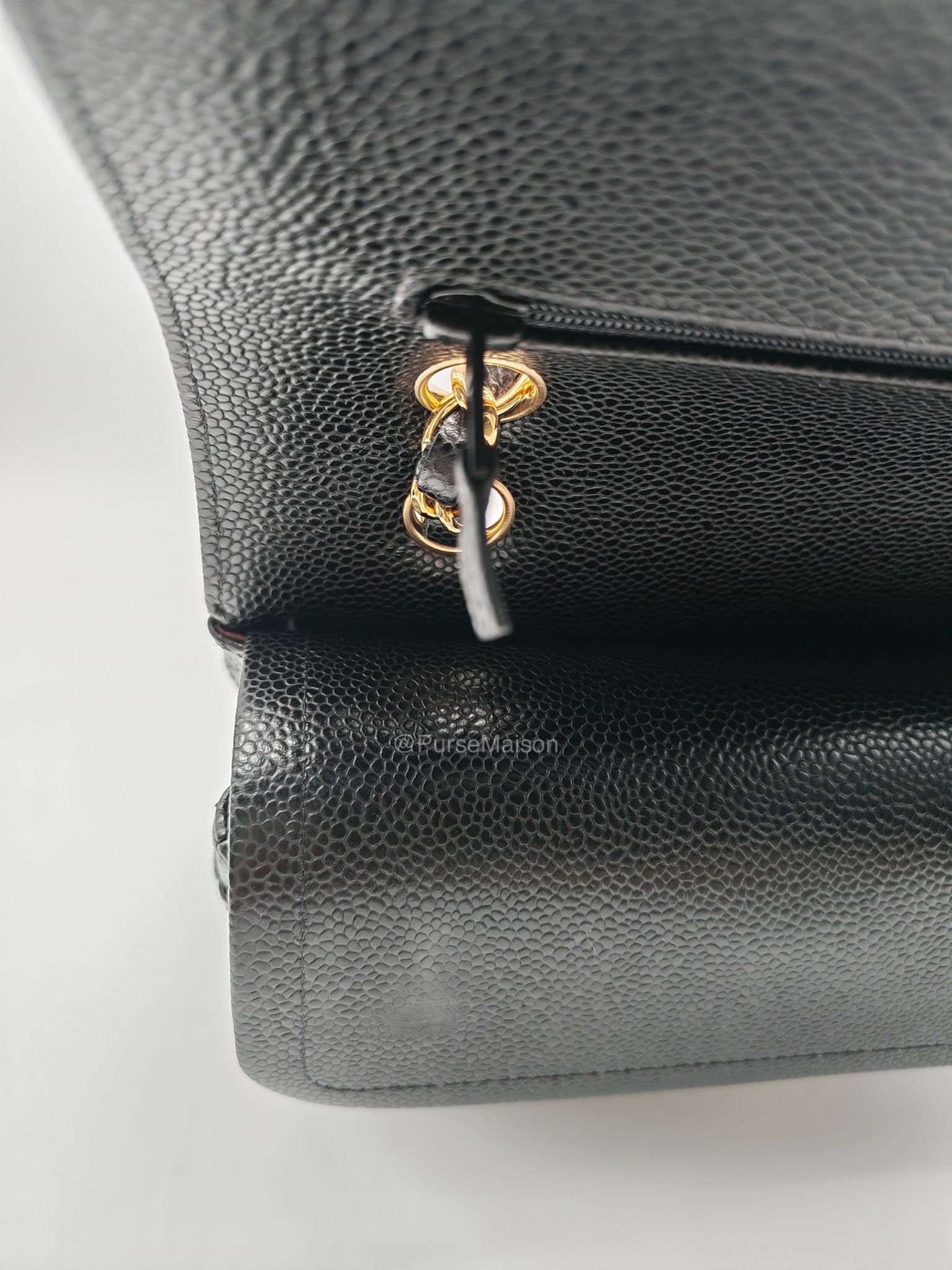 Chanel Classic Double Flap Medium in Black Caviar Leather Gold Hardware (Microchip)