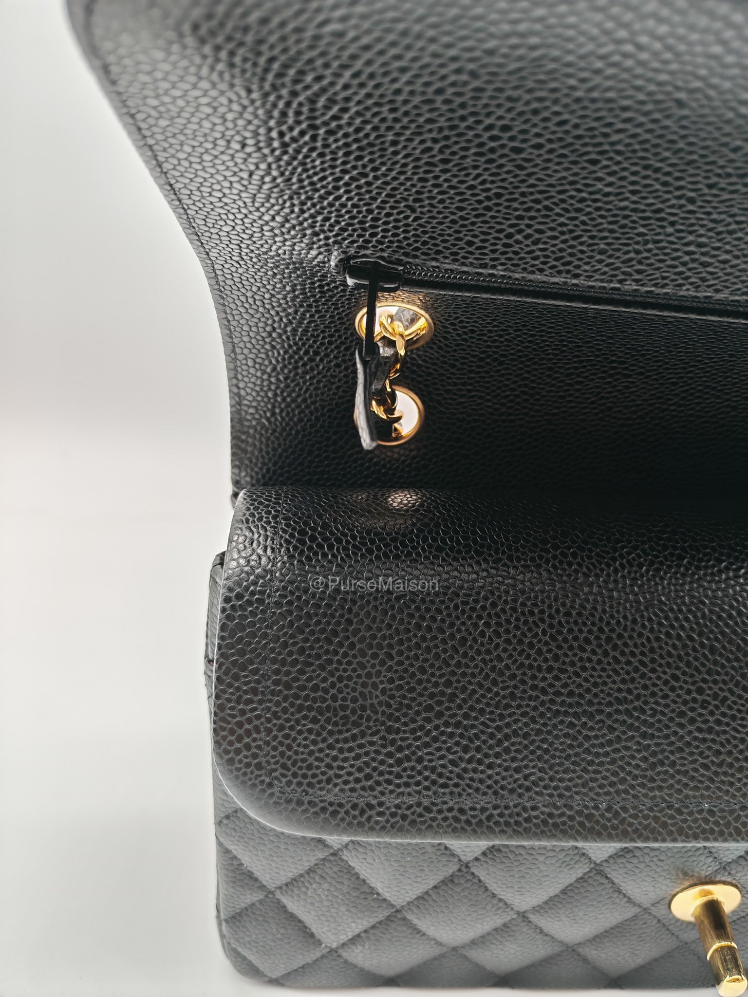 Chanel Classic Double Flap Medium in Black Caviar Leather Gold Hardware (Microchip)
