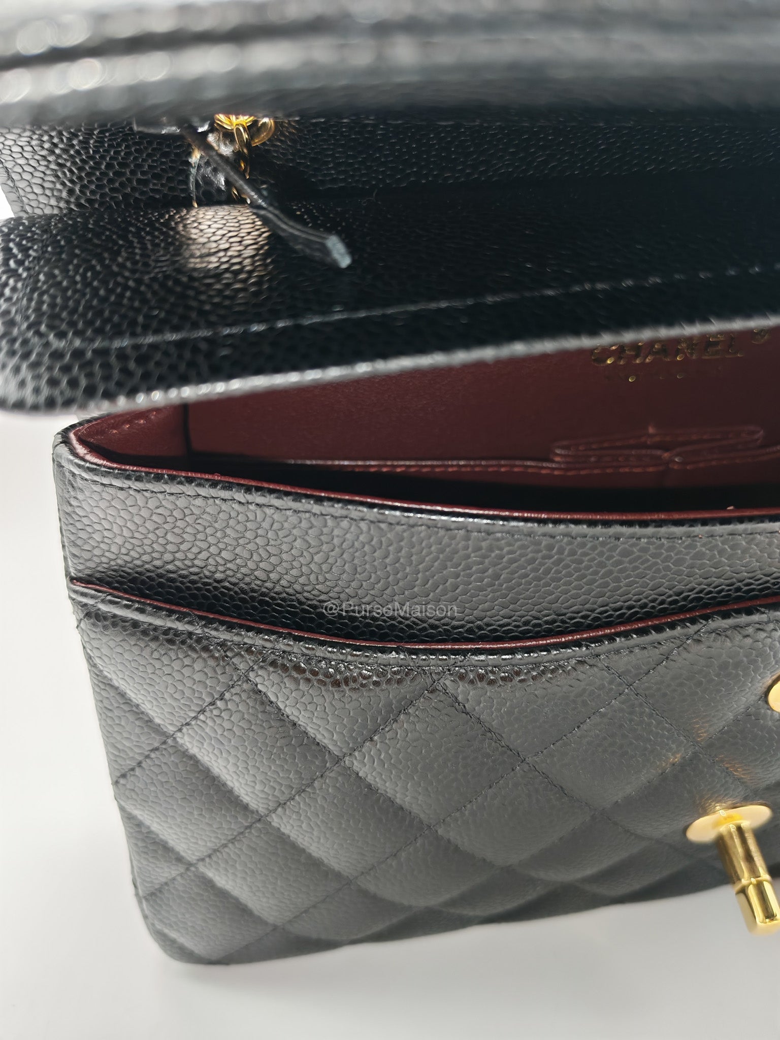Chanel Classic Double Flap Medium in Black Caviar Leather Gold Hardware (Microchip)