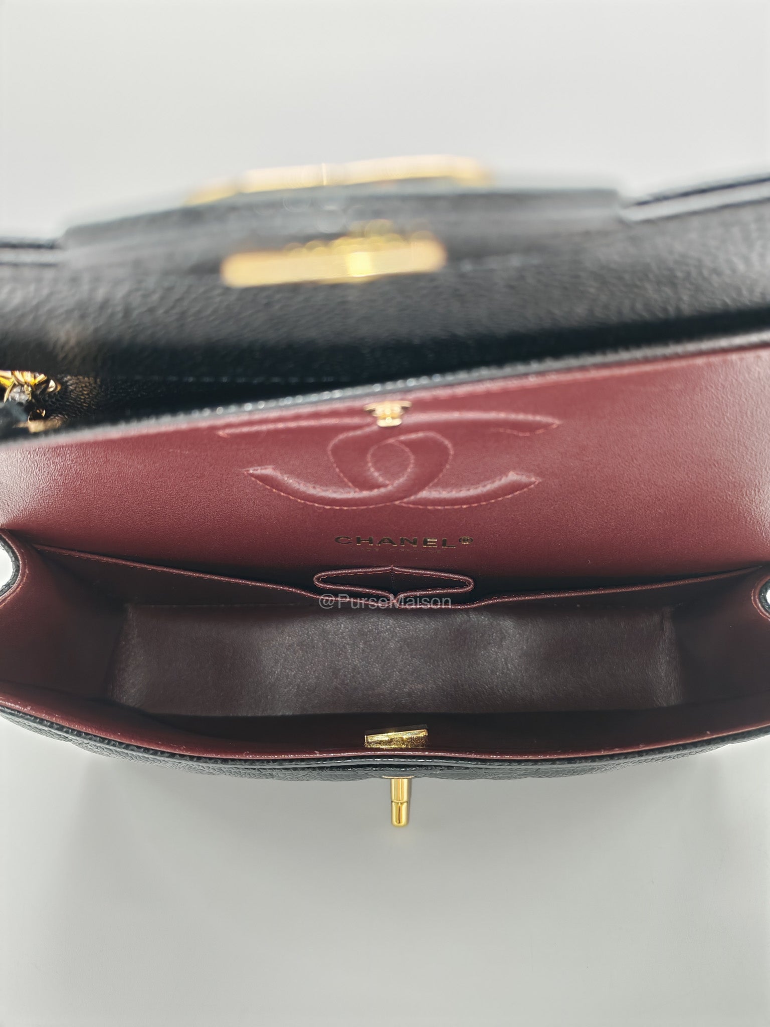 Chanel Classic Double Flap Medium in Black Caviar Leather Gold Hardware (Microchip)