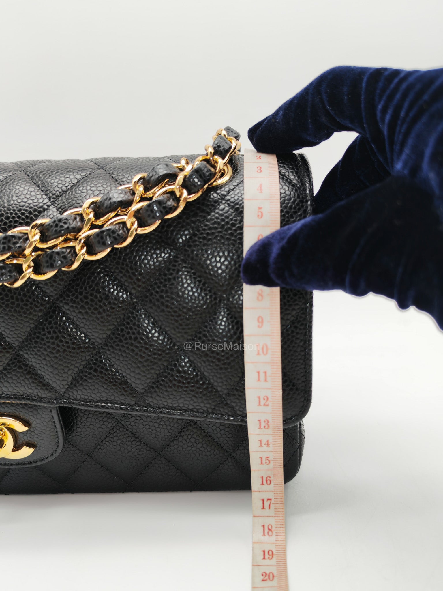 Chanel Classic Double Flap Medium in Black Caviar Leather Gold Hardware (Microchip)