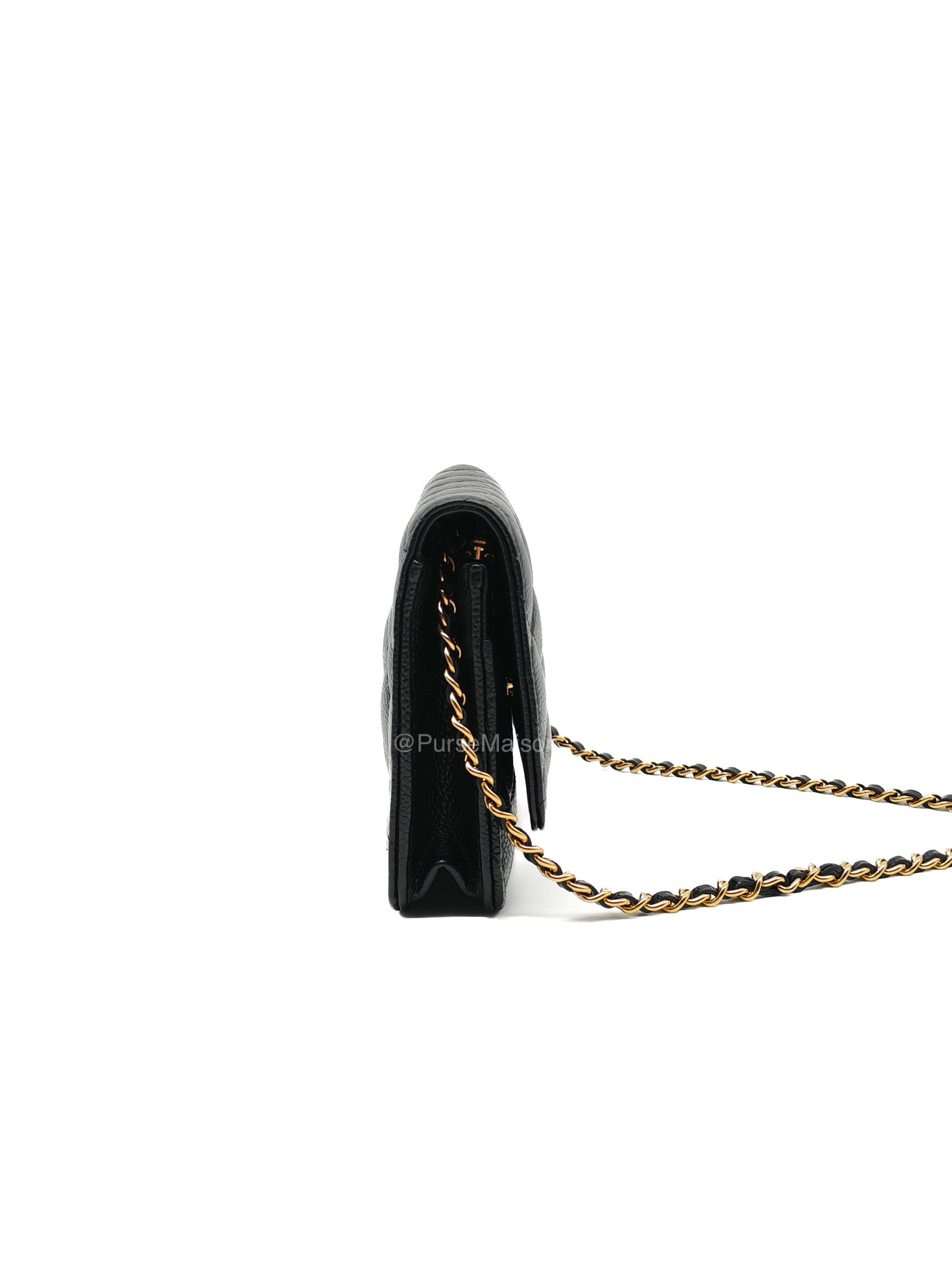 Chanel Classic Wallet on Chain (WOC) in Black Caviar Leather Gold Hardware (Microchip)
