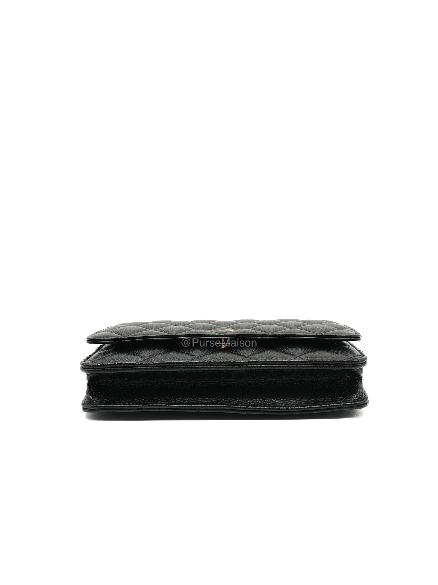 Chanel Classic Wallet on Chain (WOC) in Black Caviar Leather Gold Hardware (Microchip)