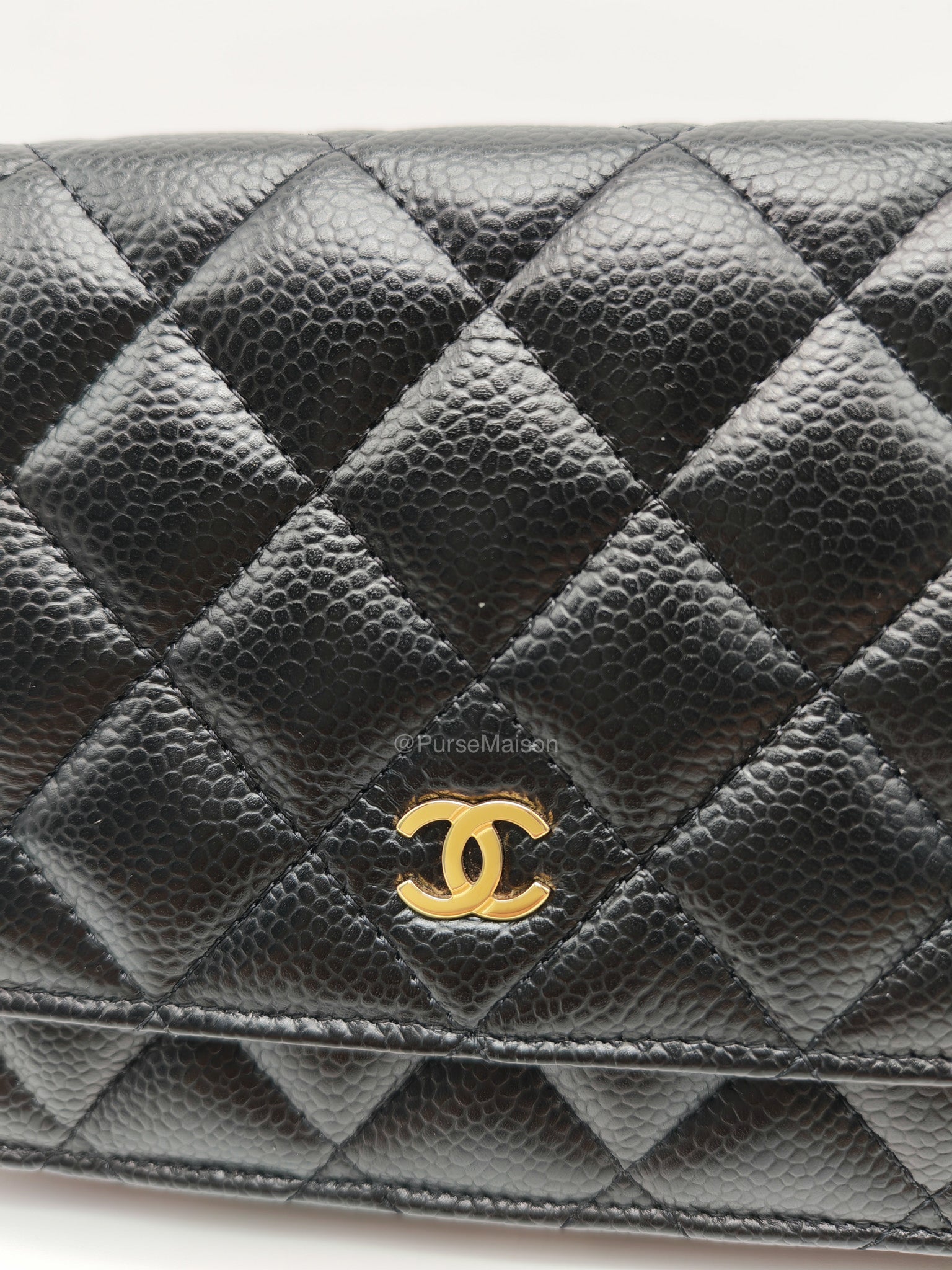 Chanel Classic Wallet on Chain (WOC) in Black Caviar Leather Gold Hardware (Microchip)