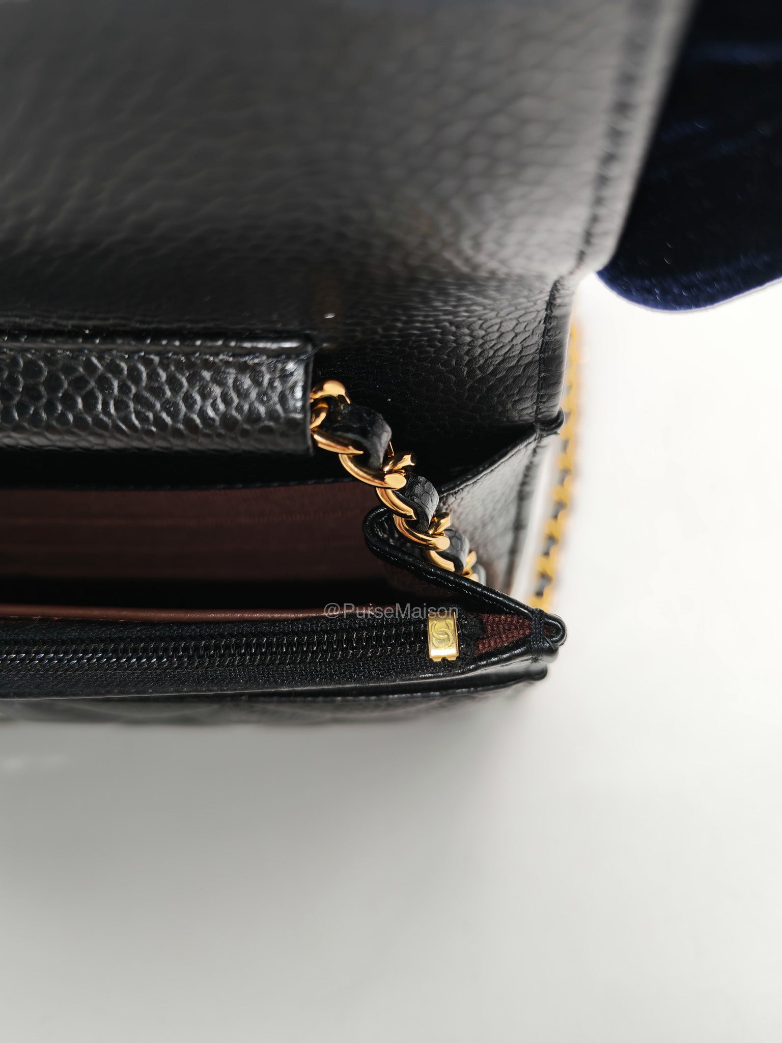 Chanel Classic Wallet on Chain (WOC) in Black Caviar Leather Gold Hardware (Microchip)