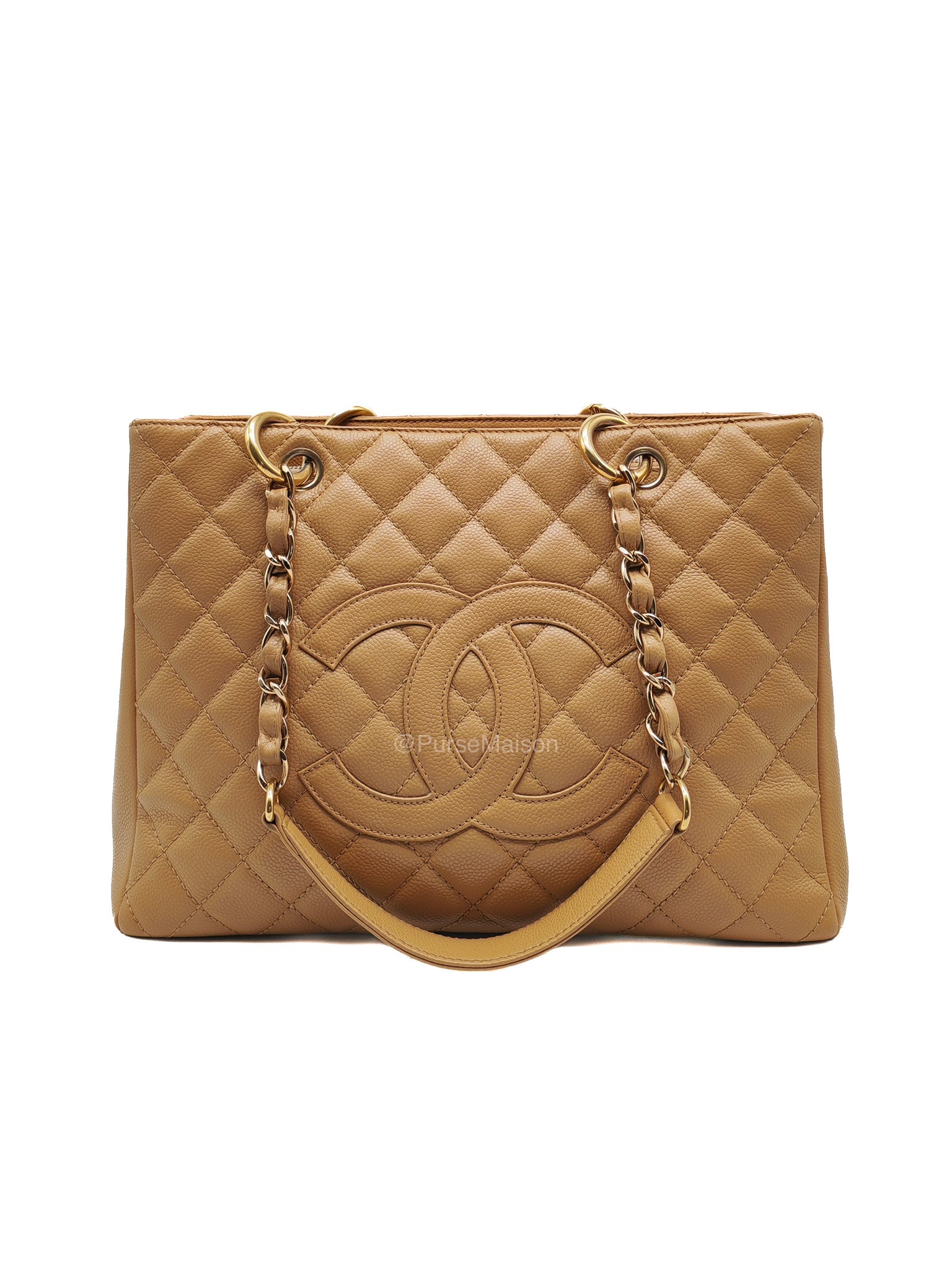Chanel Grand Shopping Tote Bag (GST) in Dark Beige Caviar Leather Gold Hardware (Series 11)