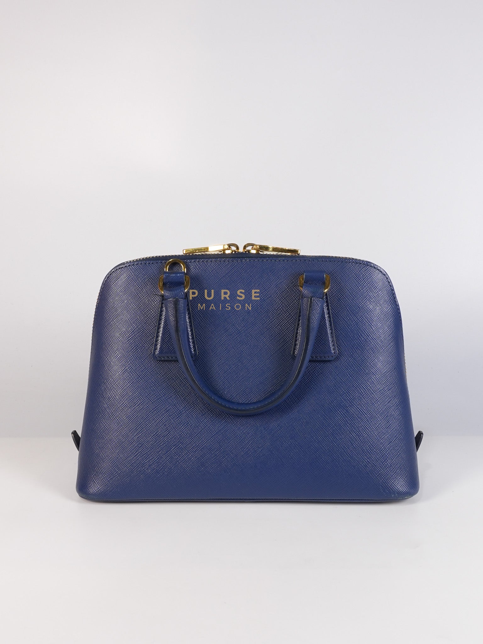 Promenade 2Way Shoulder Bag in Dark Blue Saffiano Lux Leather