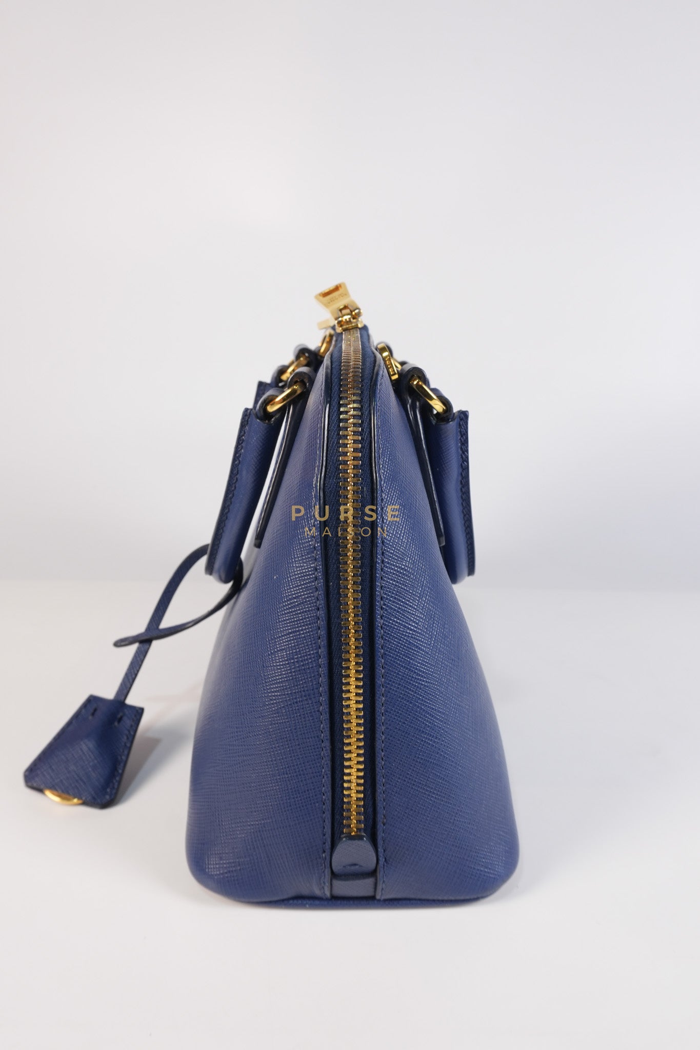 Promenade 2Way Shoulder Bag in Dark Blue Saffiano Lux Leather