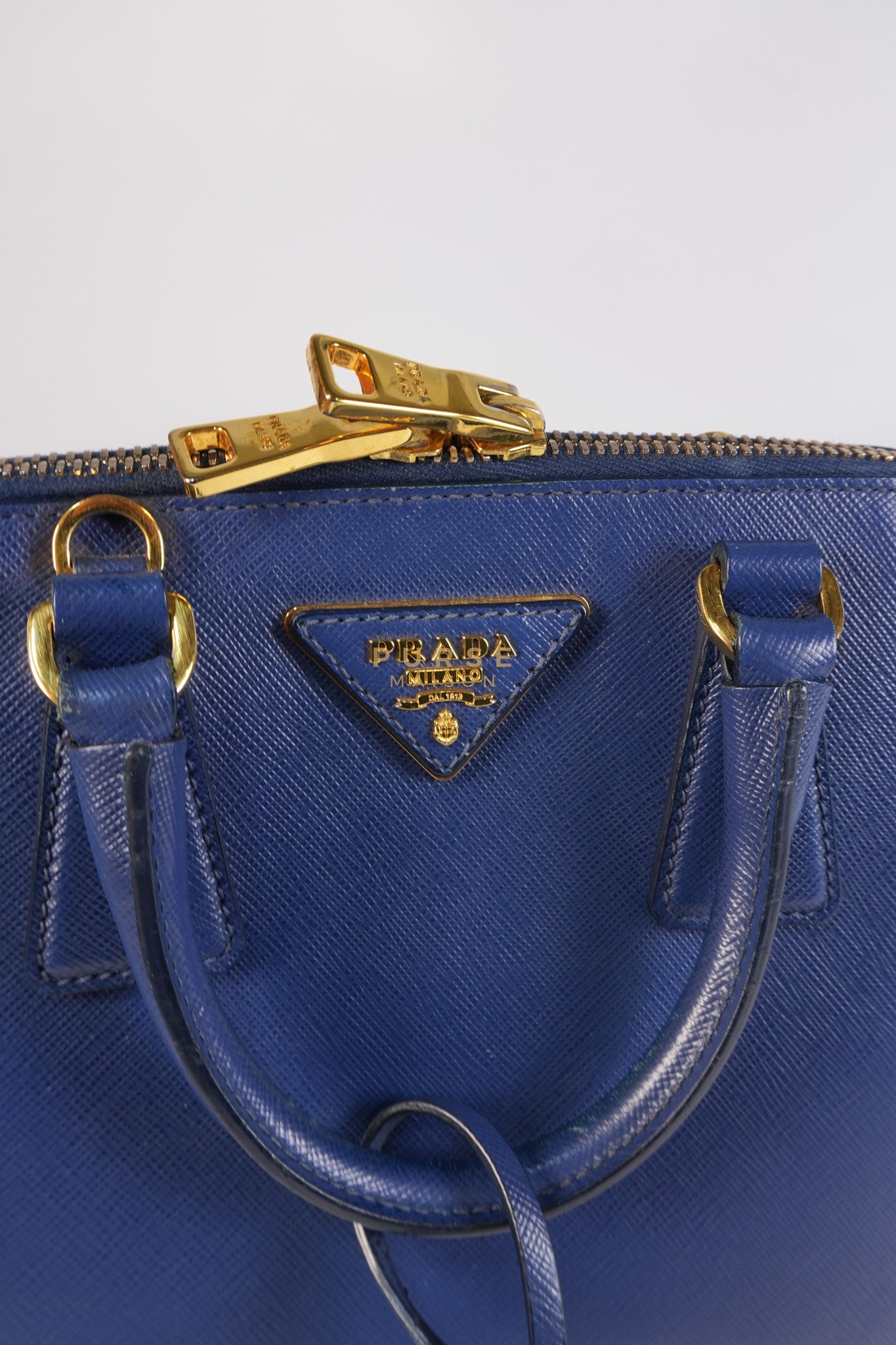 Promenade 2Way Shoulder Bag in Dark Blue Saffiano Lux Leather