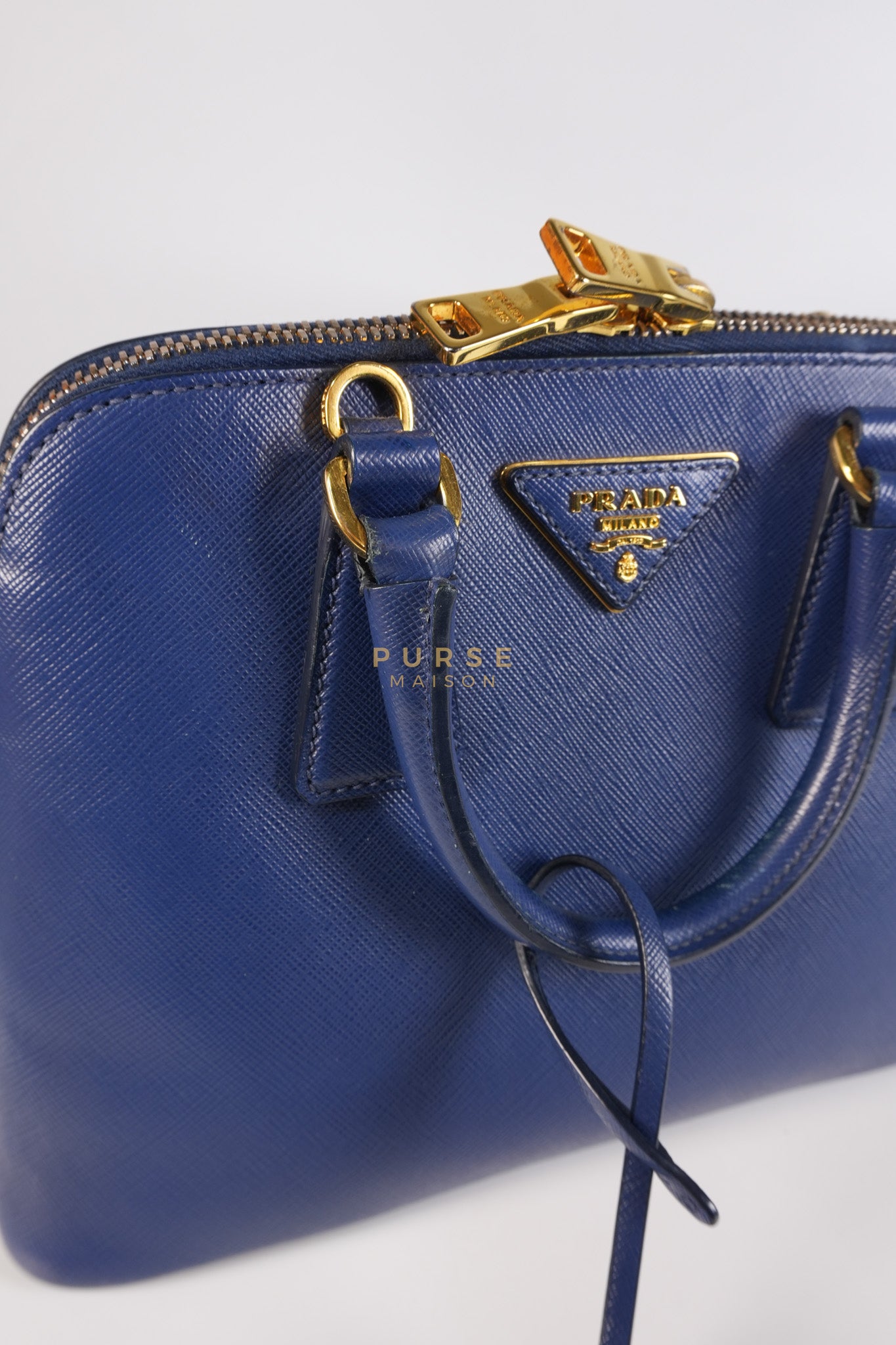 Promenade 2Way Shoulder Bag in Dark Blue Saffiano Lux Leather