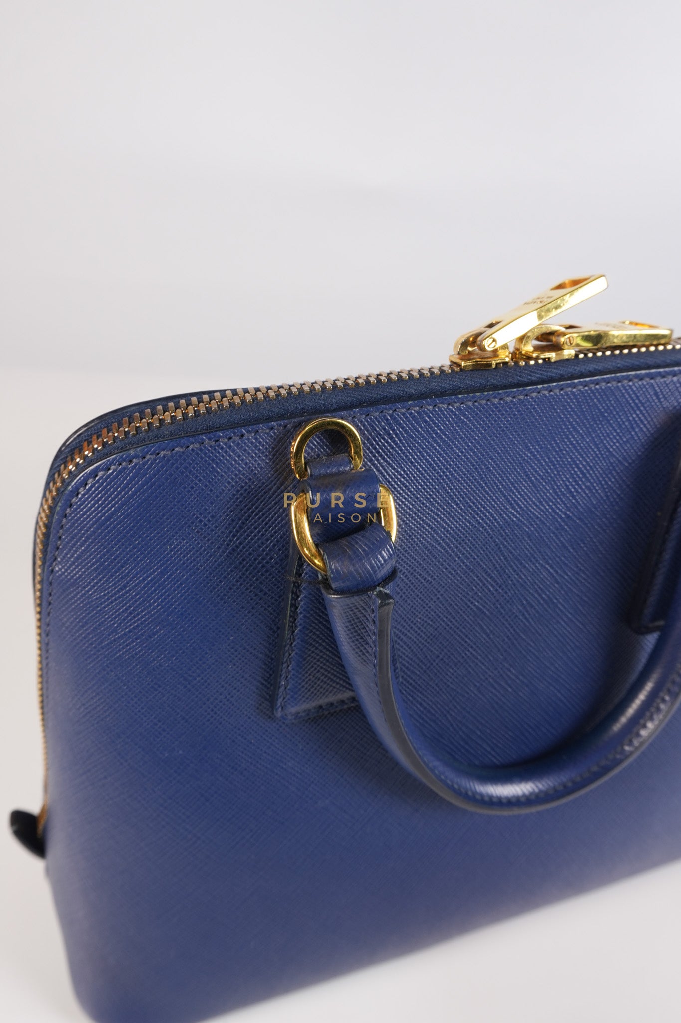Promenade 2Way Shoulder Bag in Dark Blue Saffiano Lux Leather