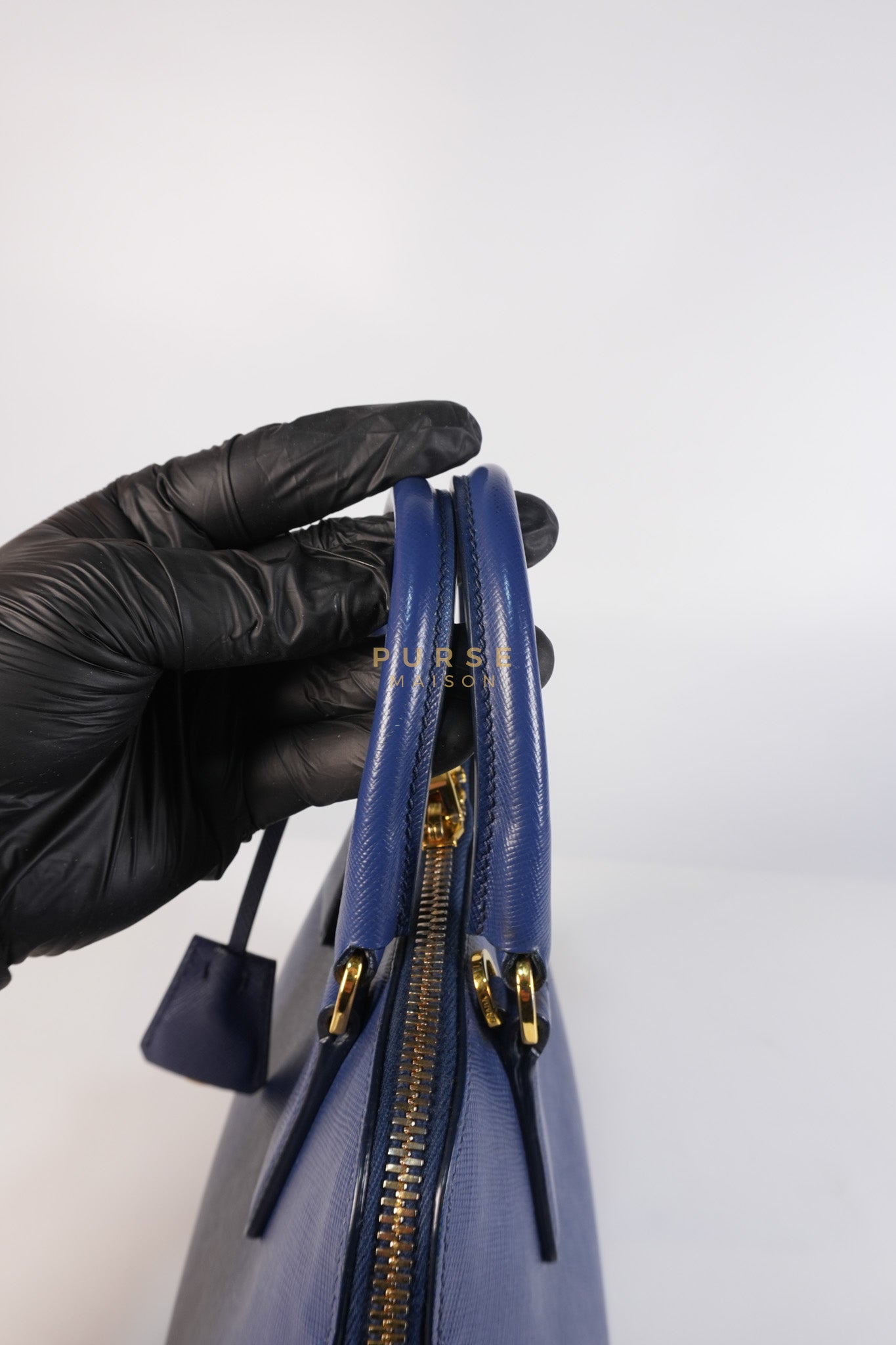 Promenade 2Way Shoulder Bag in Dark Blue Saffiano Lux Leather