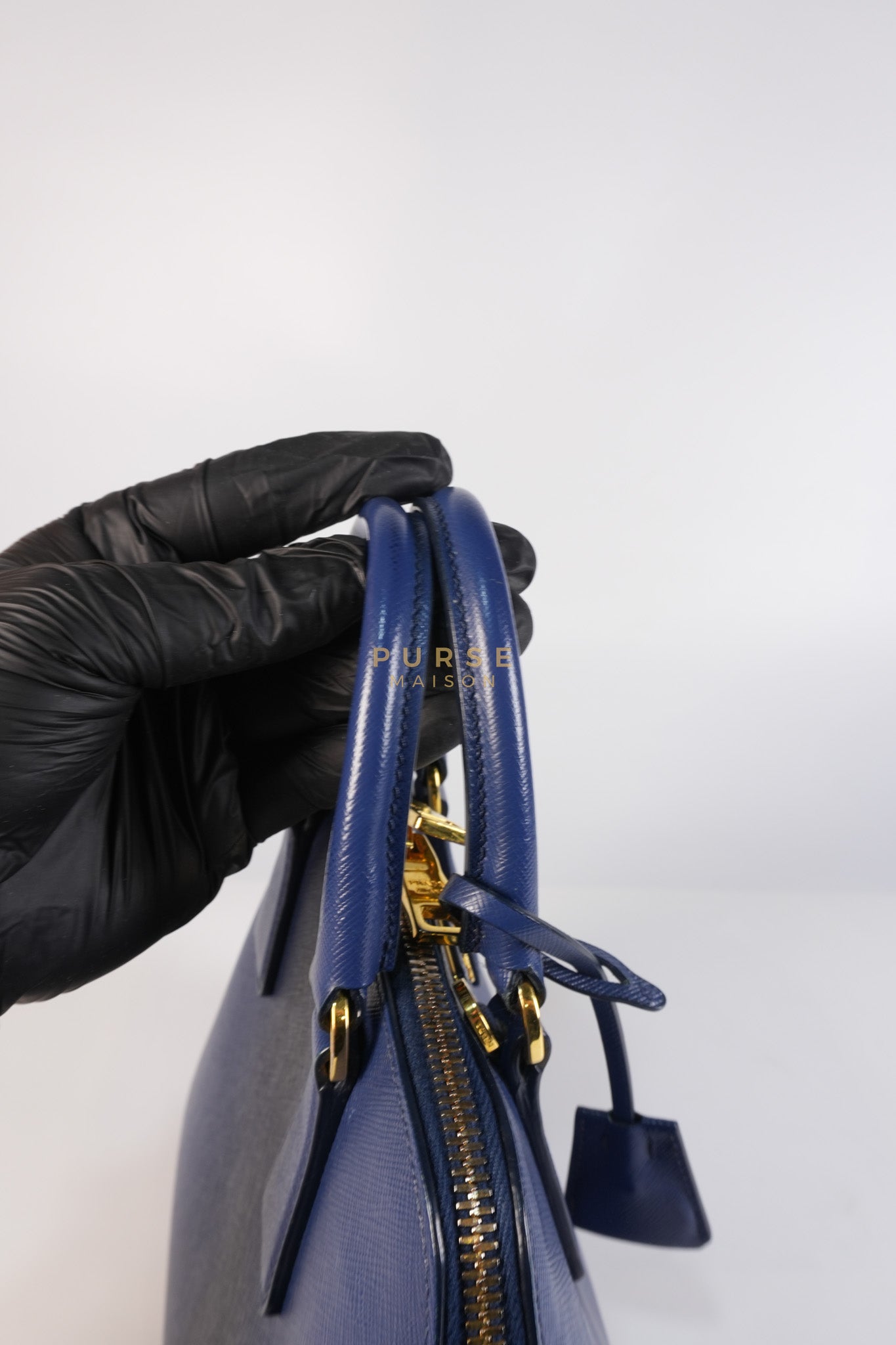 Promenade 2Way Shoulder Bag in Dark Blue Saffiano Lux Leather