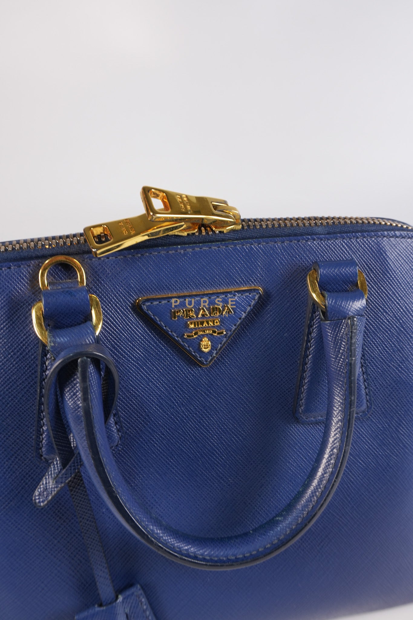 Promenade 2Way Shoulder Bag in Dark Blue Saffiano Lux Leather