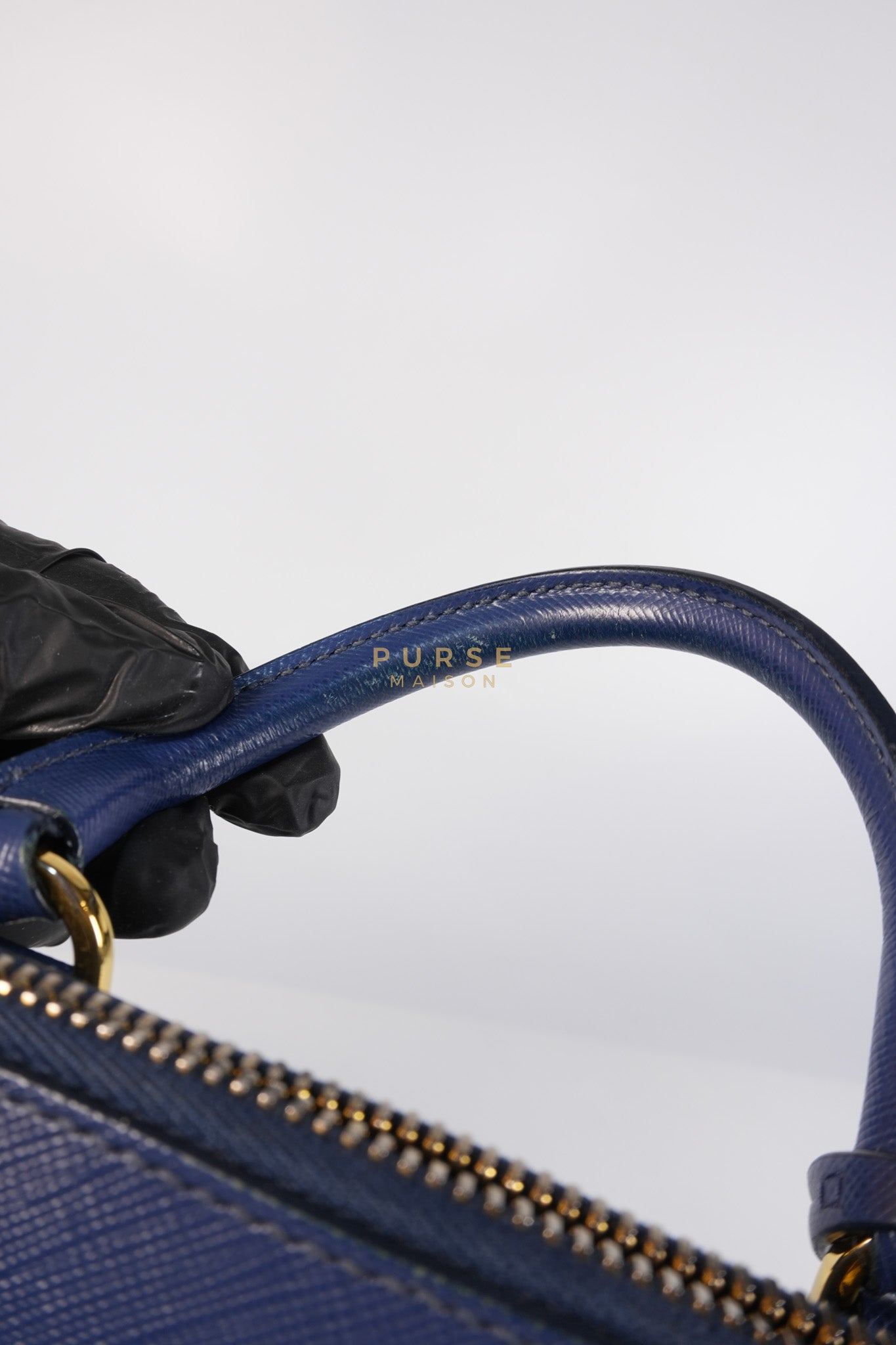 Promenade 2Way Shoulder Bag in Dark Blue Saffiano Lux Leather