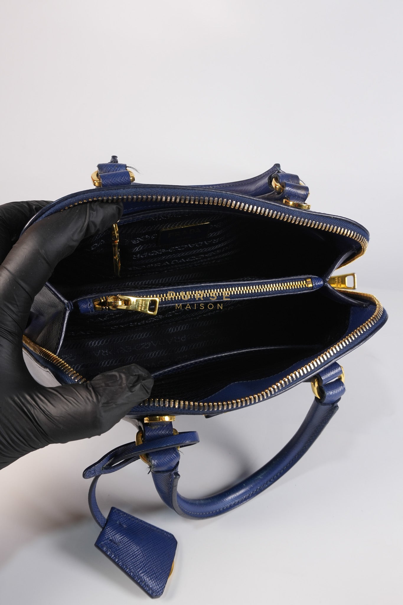 Promenade 2Way Shoulder Bag in Dark Blue Saffiano Lux Leather