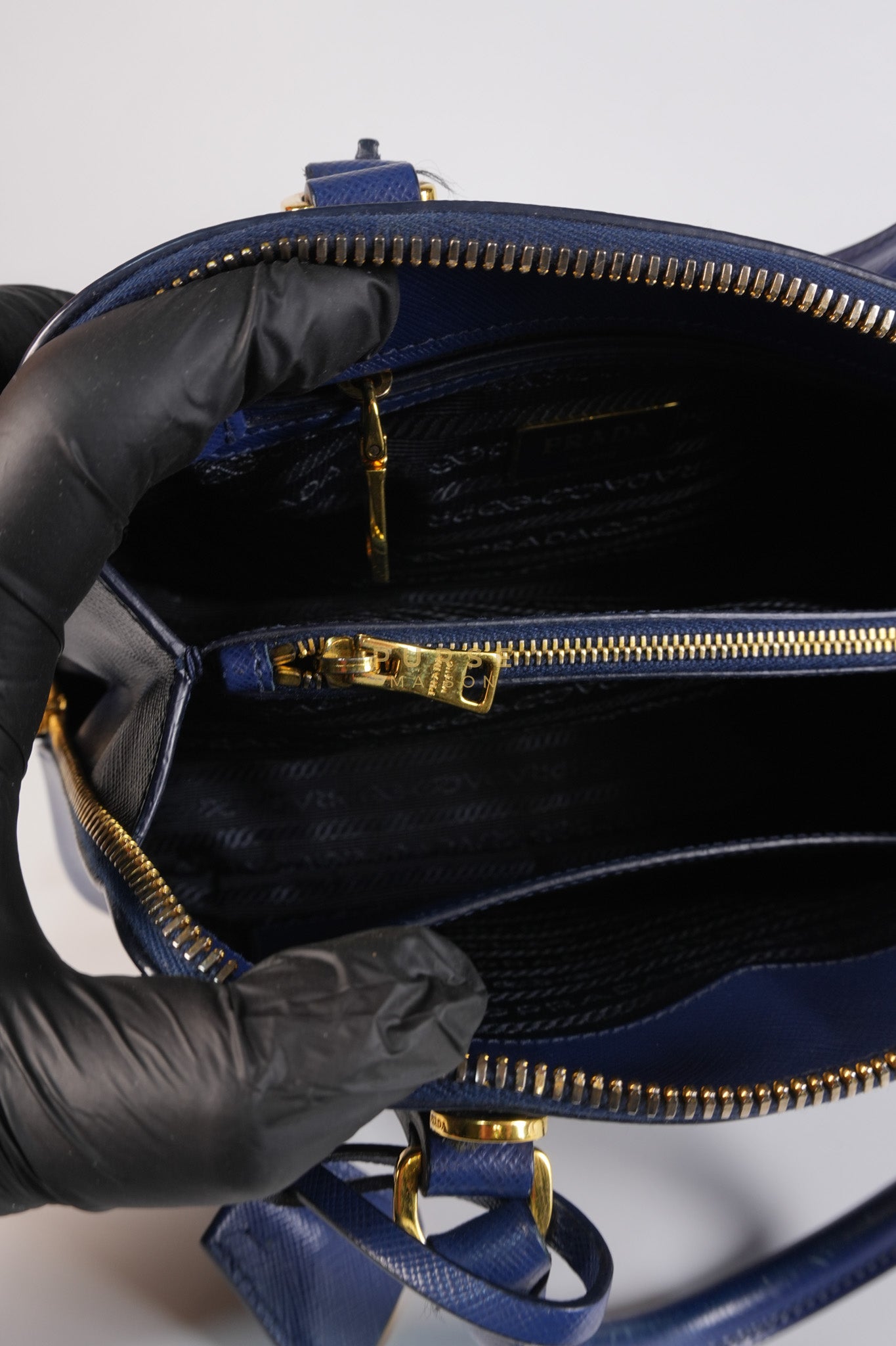 Promenade 2Way Shoulder Bag in Dark Blue Saffiano Lux Leather
