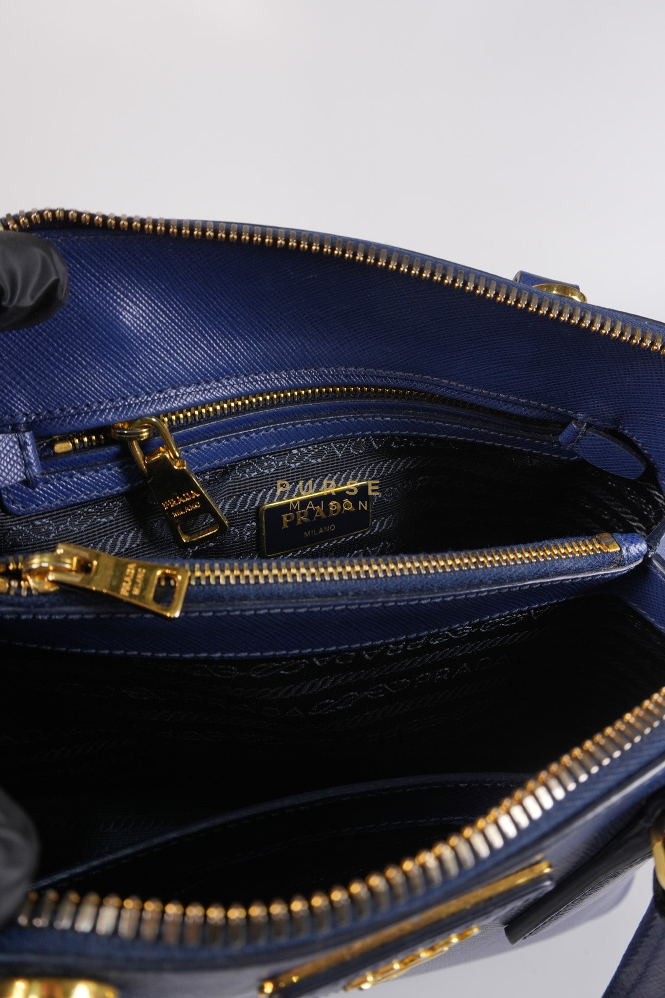 Promenade 2Way Shoulder Bag in Dark Blue Saffiano Lux Leather