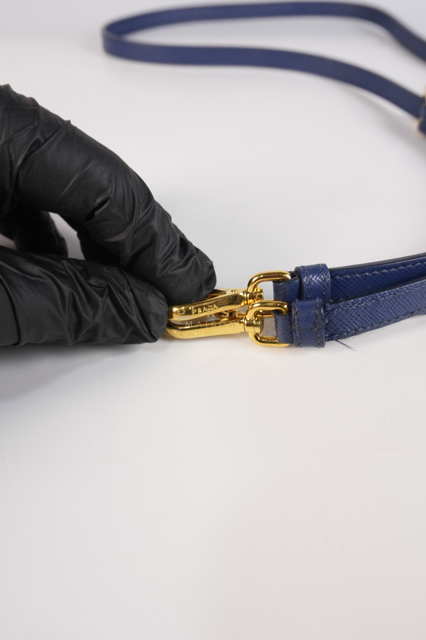 Promenade 2Way Shoulder Bag in Dark Blue Saffiano Lux Leather