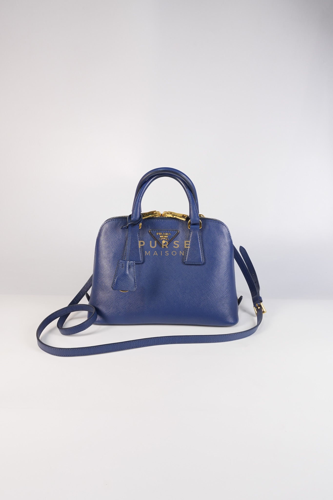 Promenade 2Way Shoulder Bag in Dark Blue Saffiano Lux Leather