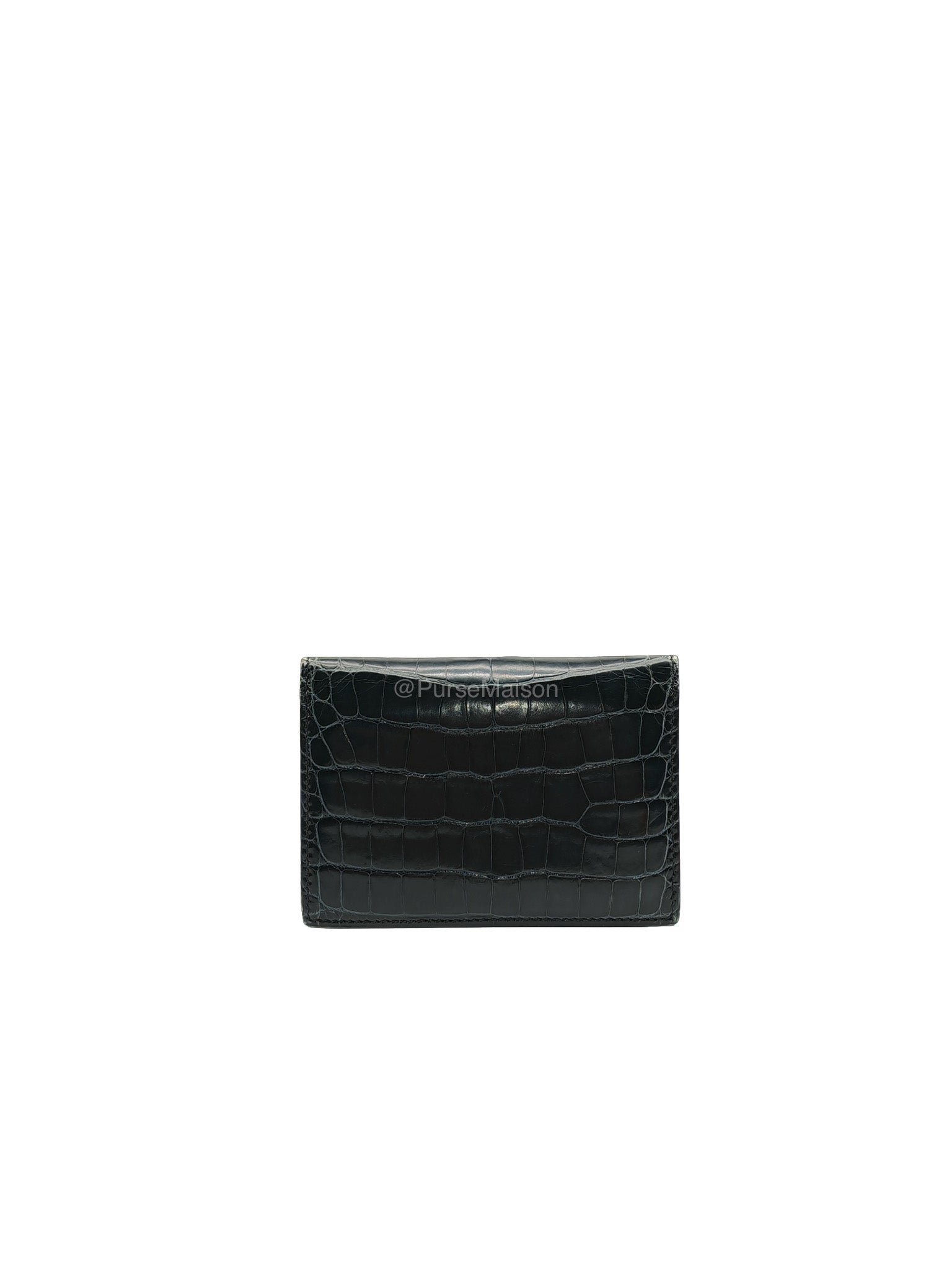 Hermes Card Holder in Vert Fonce Shiny Alligator Leather Stamp Y(2020)