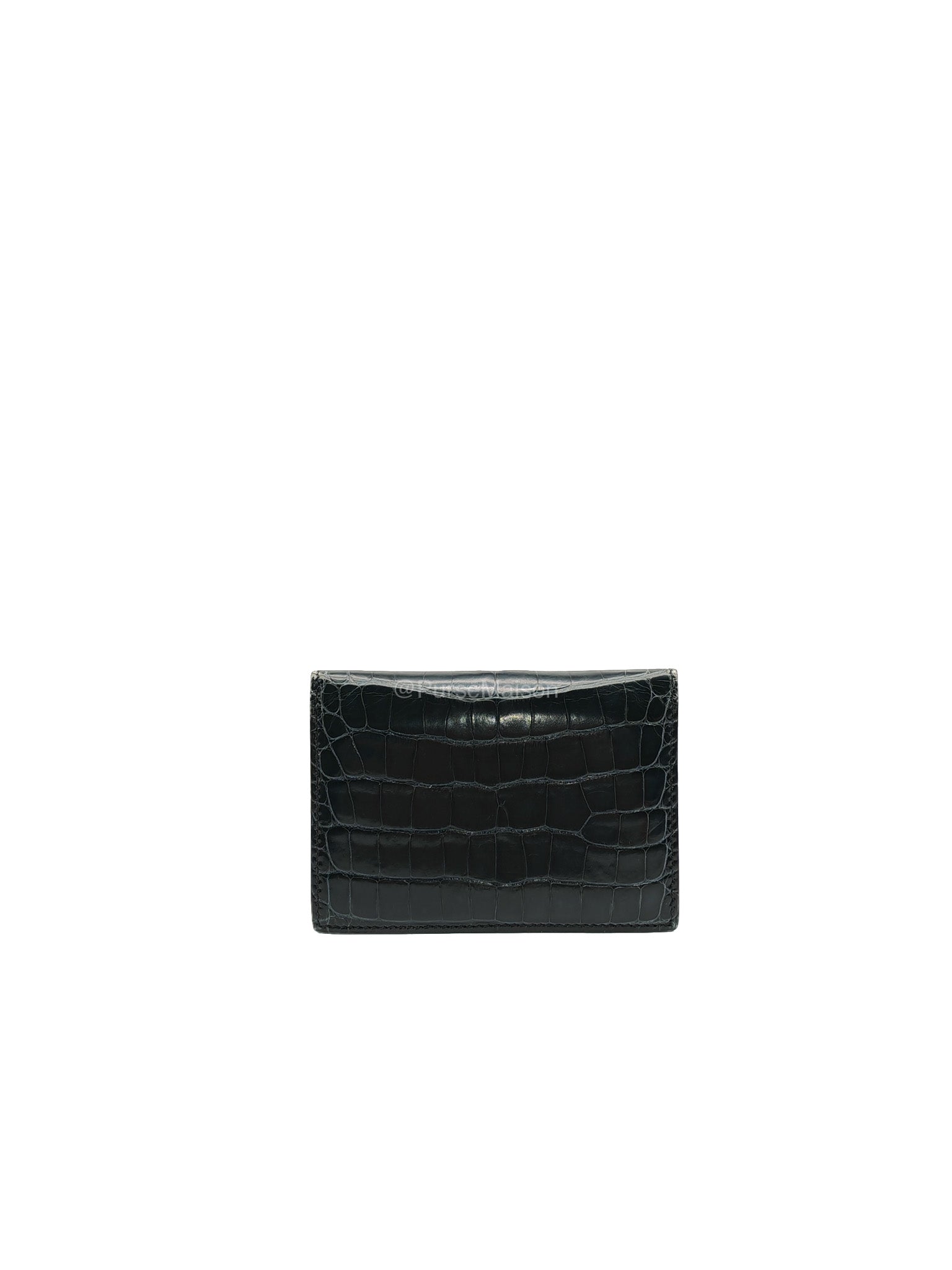 Hermes Card Holder in Vert Fonce Shiny Alligator Leather Stamp Y(2020)