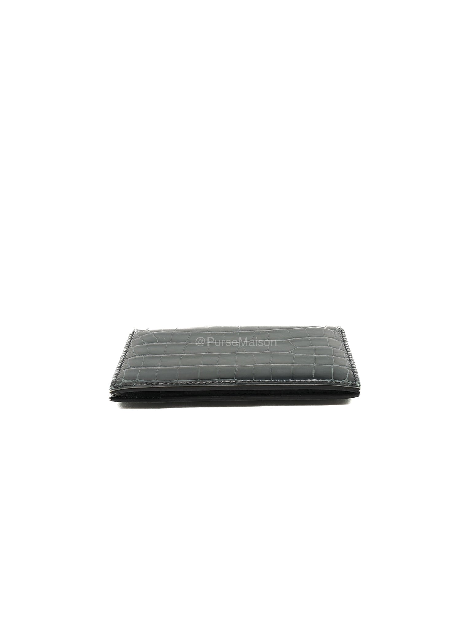 Hermes Card Holder in Vert Fonce Shiny Alligator Leather Stamp Y(2020)