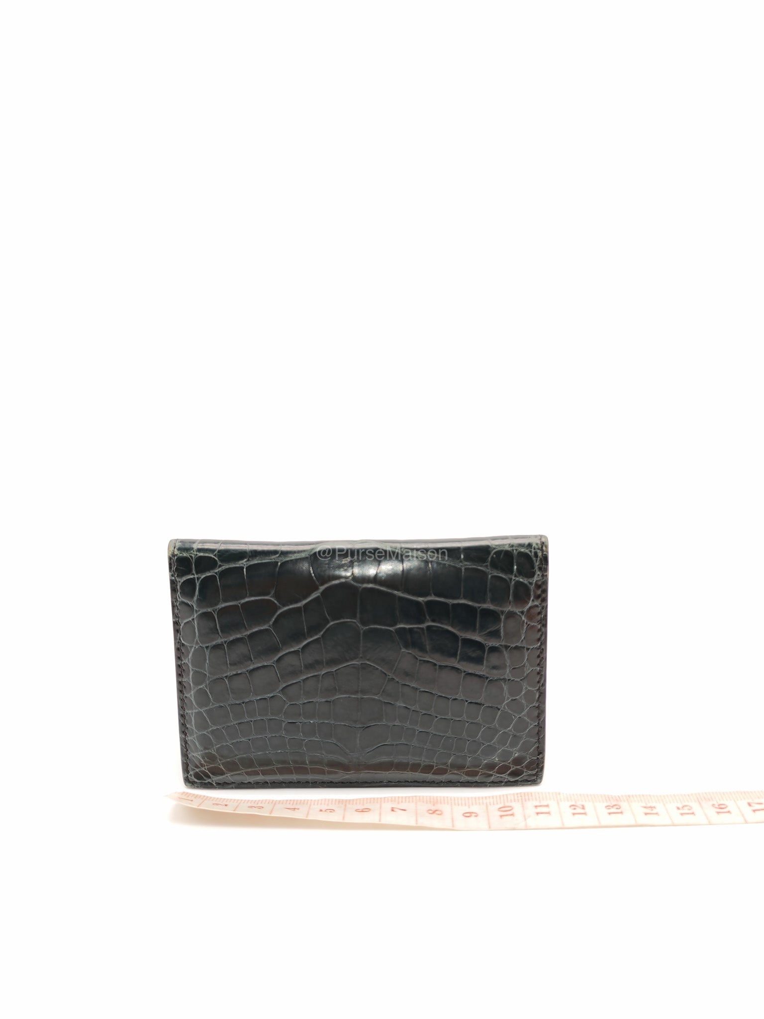 Hermes Card Holder in Vert Fonce Shiny Alligator Leather Stamp Y(2020)