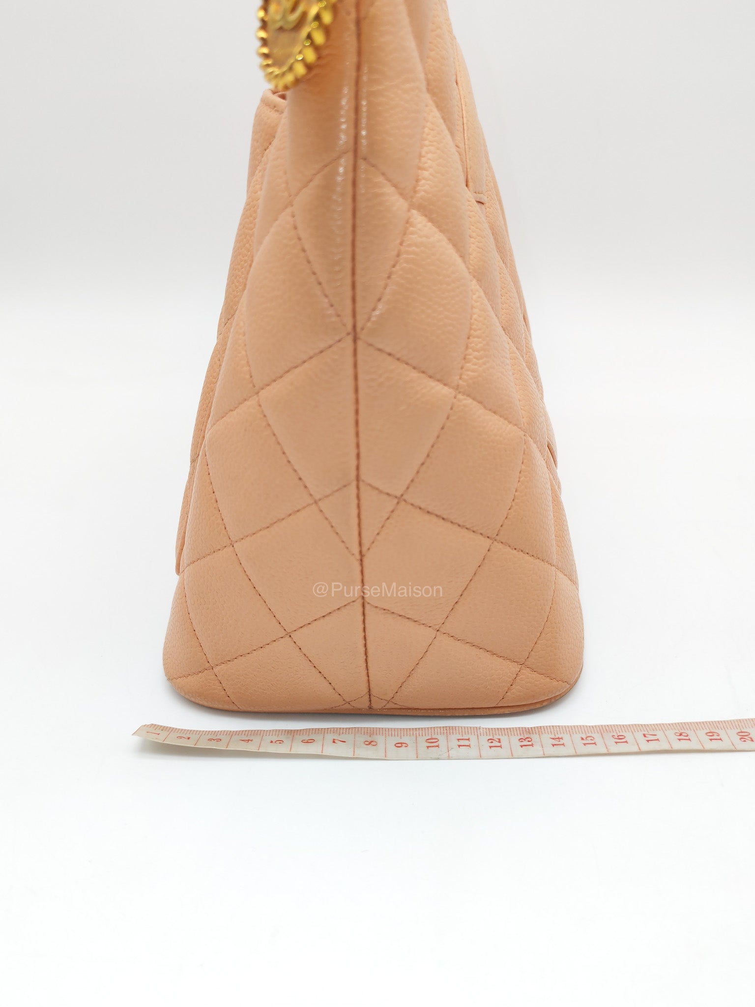 Chanel Vintage Medallion Tote Bag in Peach Caviar Leather Gold Hardware (Series 8)