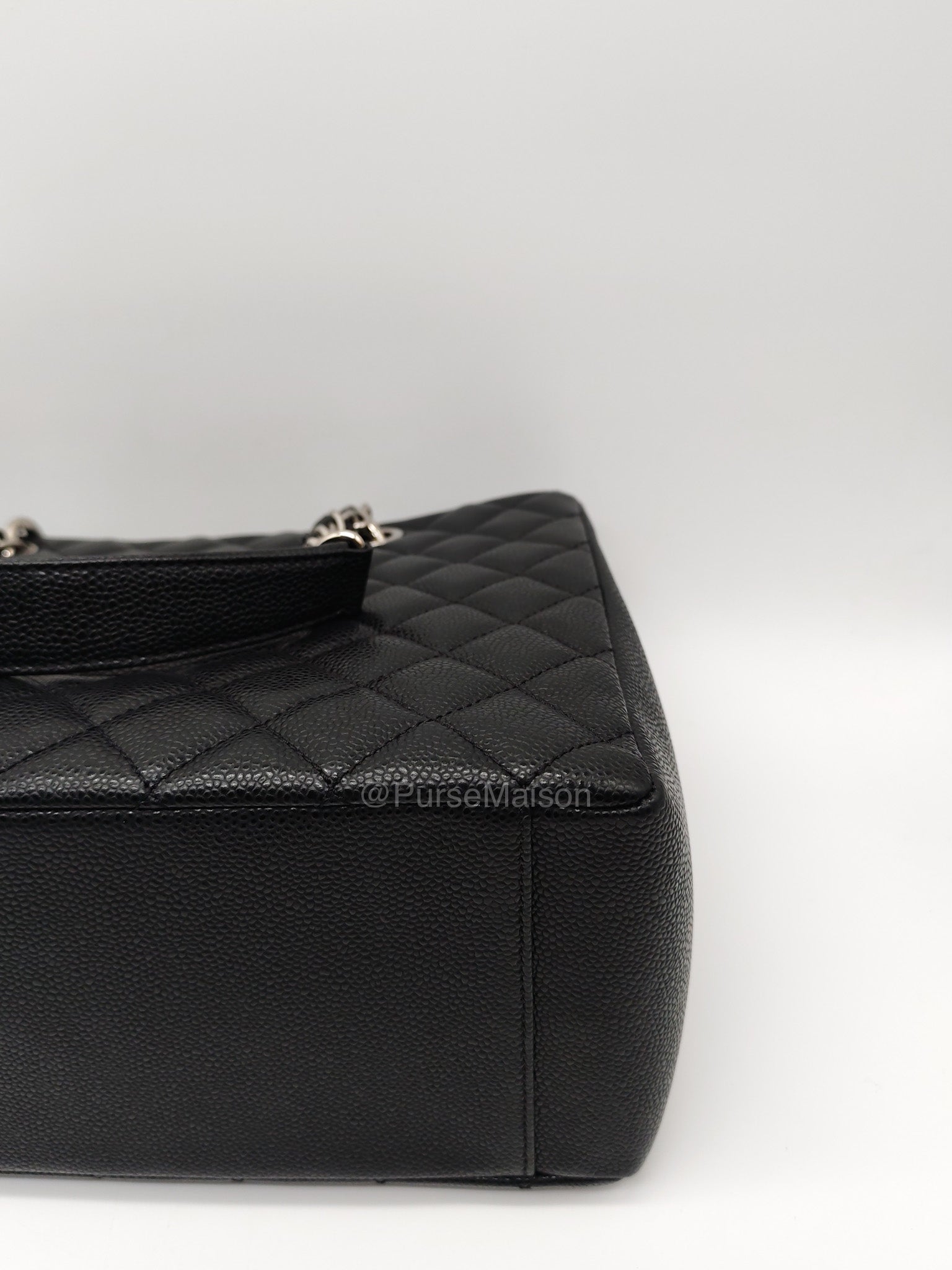 Chanel Grand Shopping Tote (GST) in Black Caviar Leather and Silver Hardware Series 18