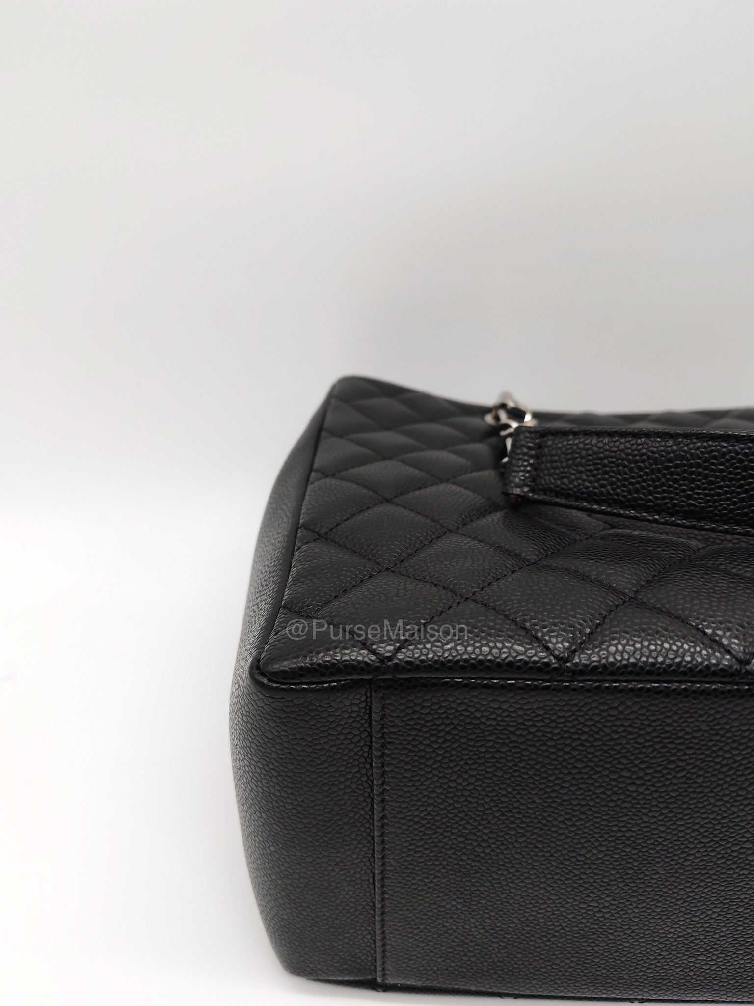 Chanel Grand Shopping Tote (GST) in Black Caviar Leather and Silver Hardware Series 18