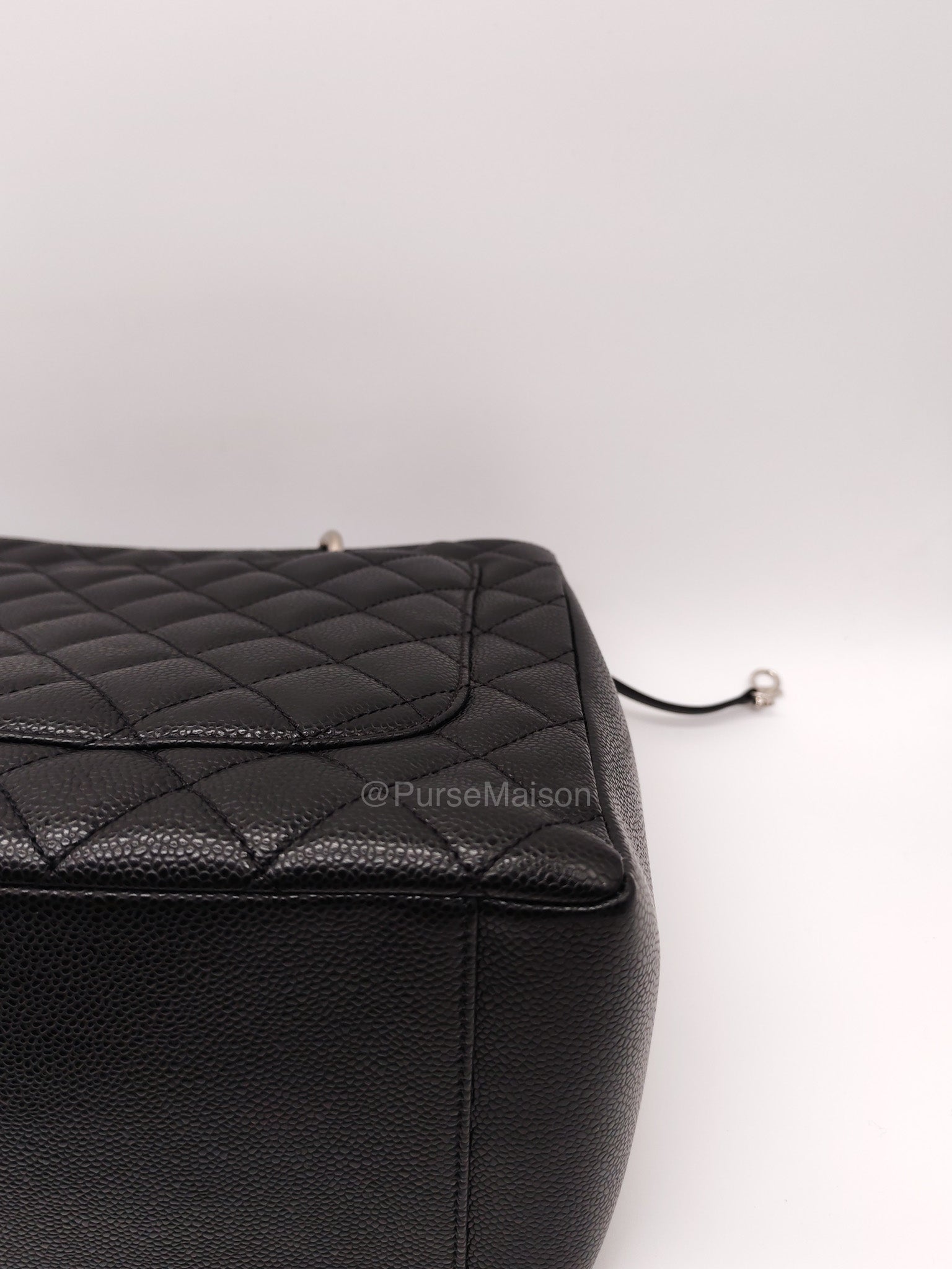 Chanel Grand Shopping Tote (GST) in Black Caviar Leather and Silver Hardware Series 18