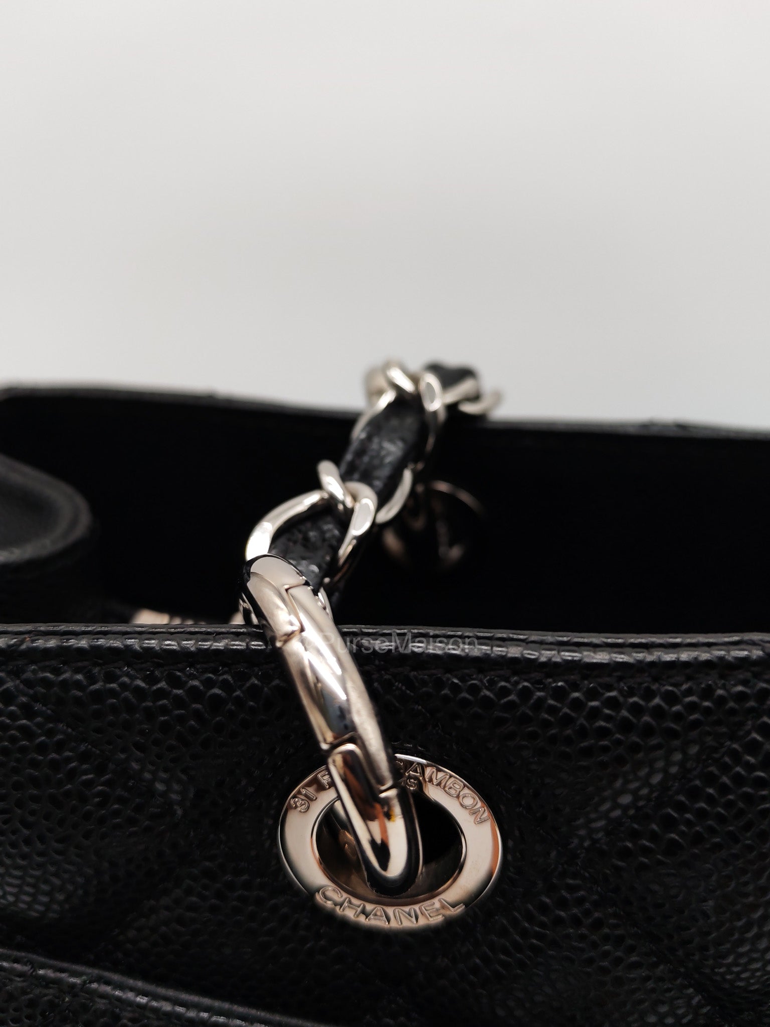 Chanel Grand Shopping Tote (GST) in Black Caviar Leather and Silver Hardware Series 18