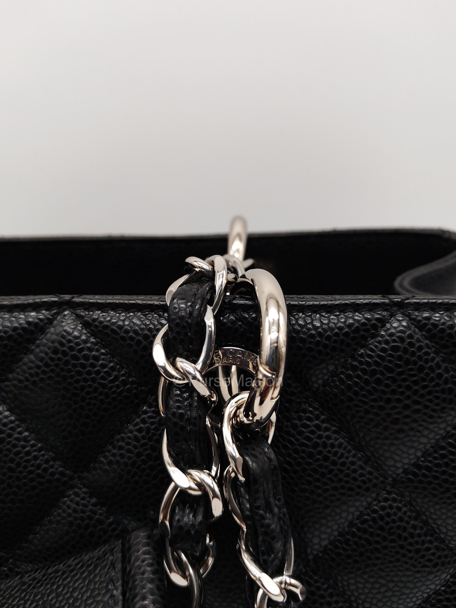 Chanel Grand Shopping Tote (GST) in Black Caviar Leather and Silver Hardware Series 18