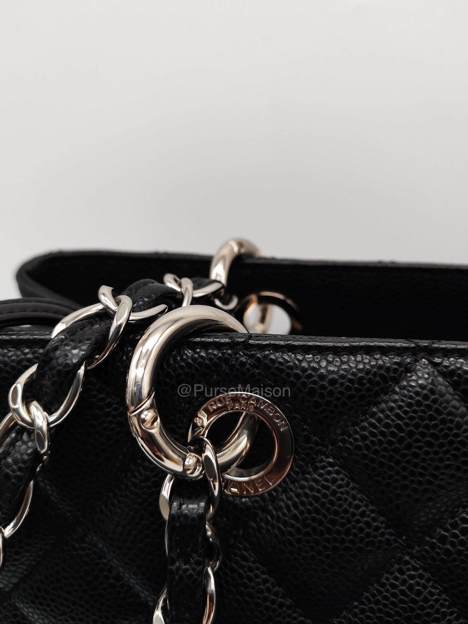 Chanel Grand Shopping Tote (GST) in Black Caviar Leather and Silver Hardware Series 18