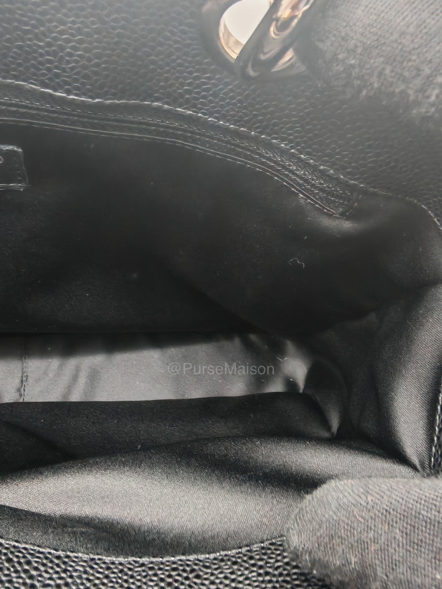 Chanel Grand Shopping Tote (GST) in Black Caviar Leather and Silver Hardware Series 18
