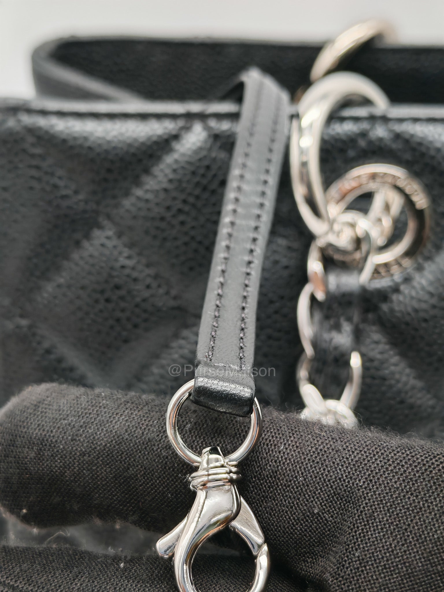 Chanel Grand Shopping Tote (GST) in Black Caviar Leather and Silver Hardware Series 18