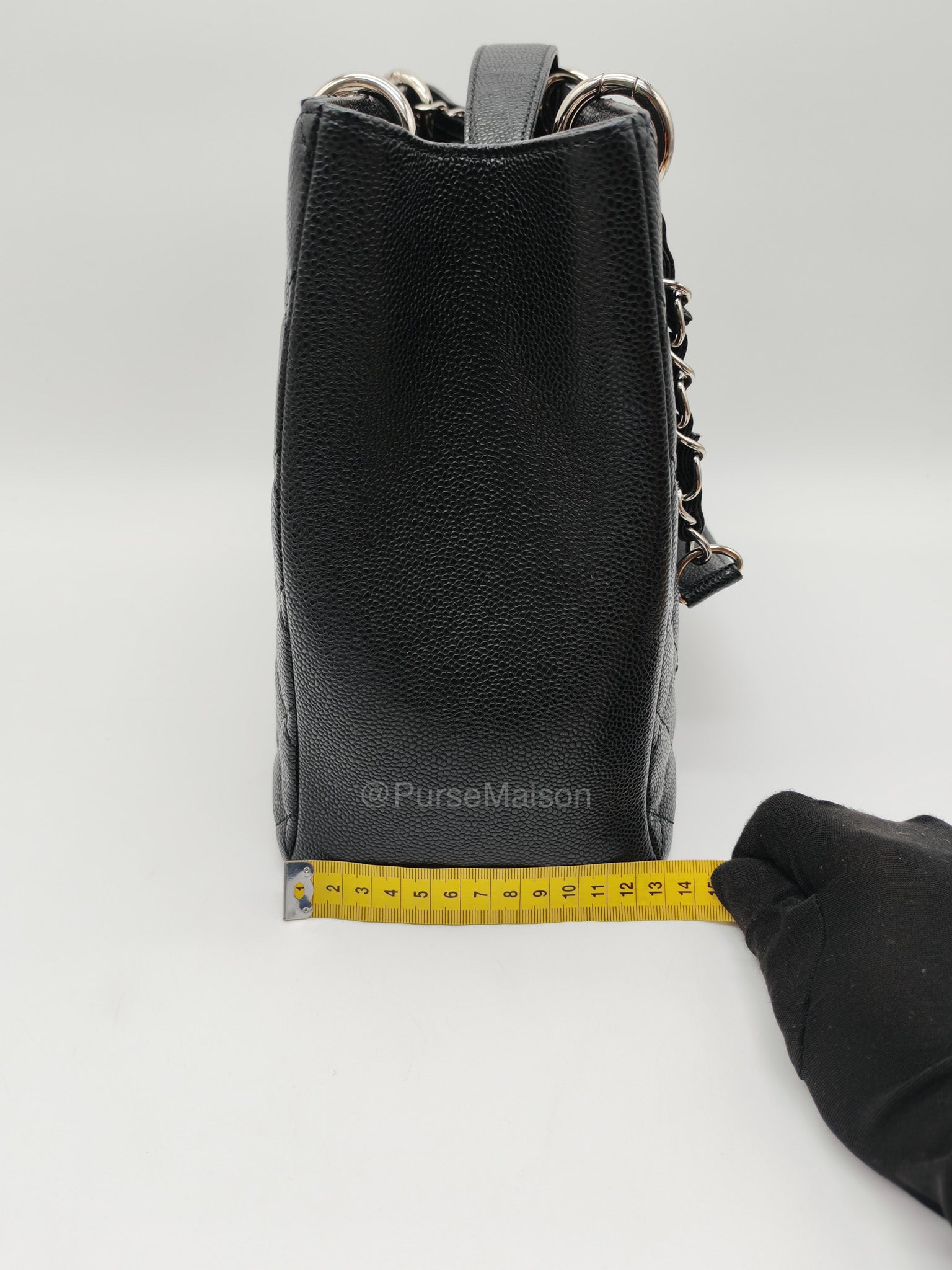 Chanel Grand Shopping Tote (GST) in Black Caviar Leather and Silver Hardware Series 18
