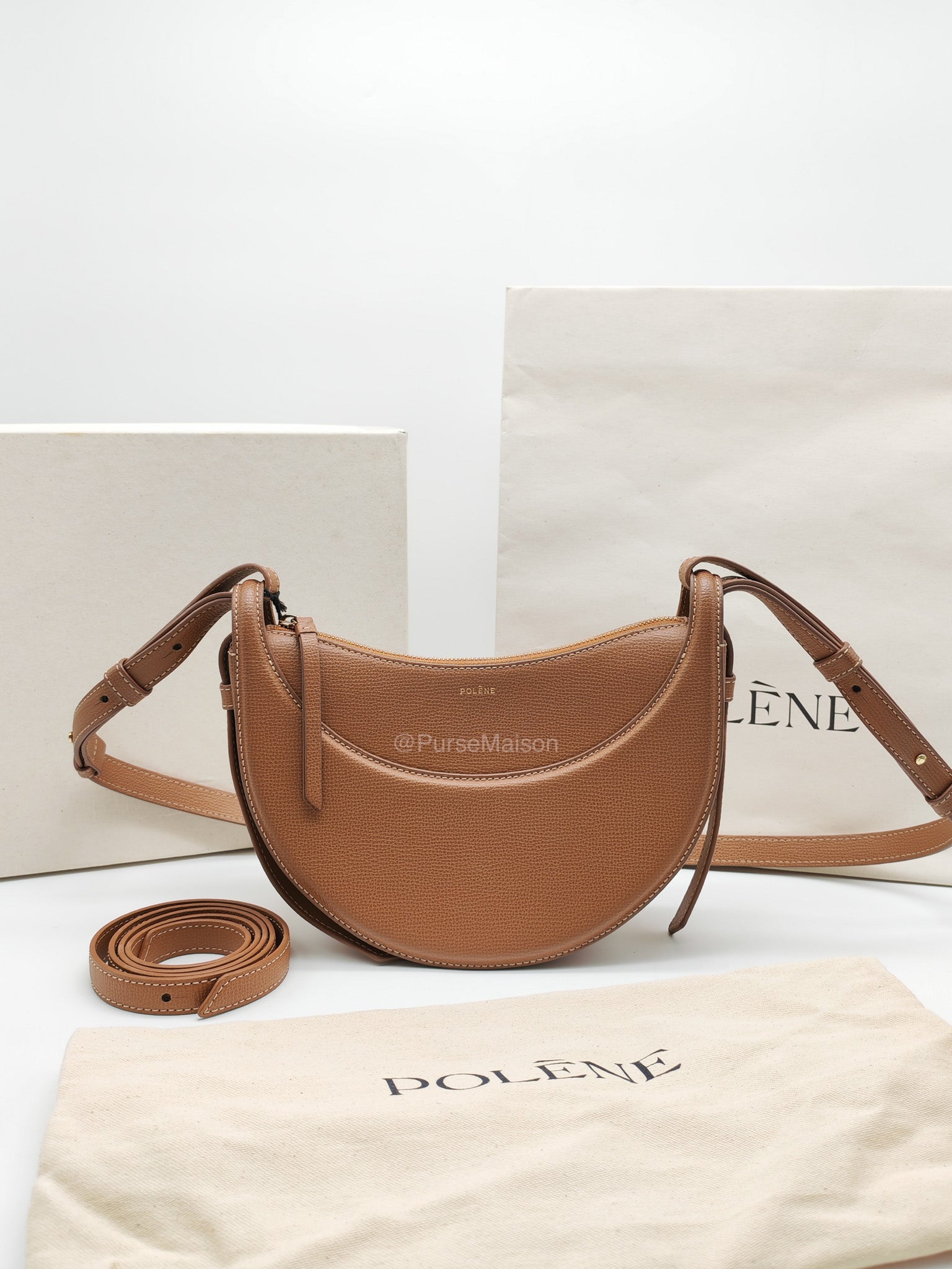 Polene Numero Dix Bag in Camel Grained Leather