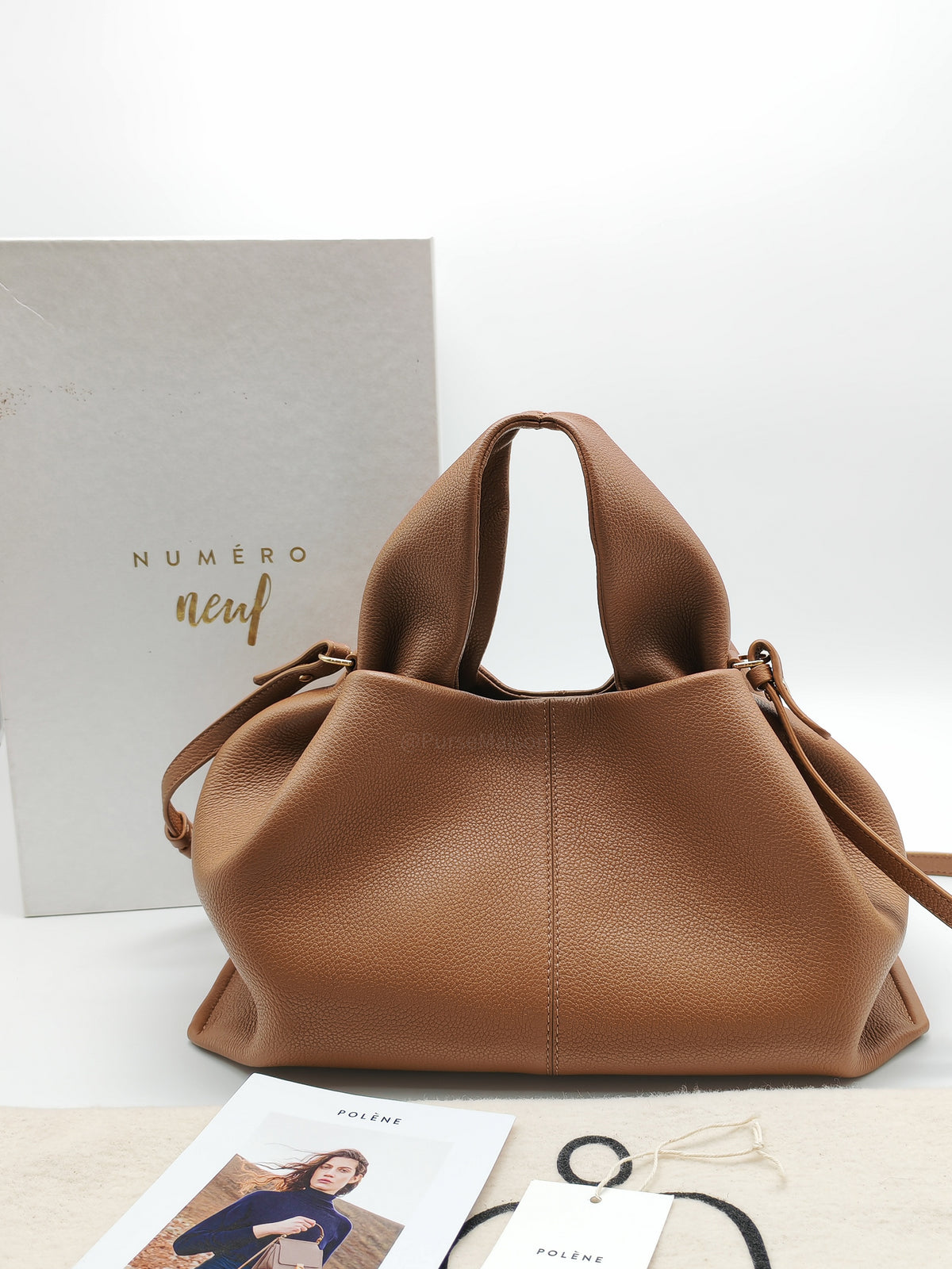 Polene Numero Neuf in Camel Graine Leather