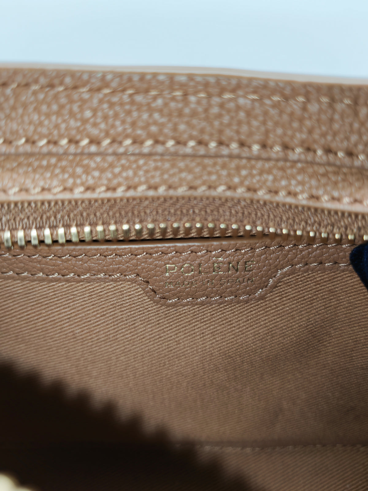 Polene Numéro Neuf East West in Camel Graine Textured Leather