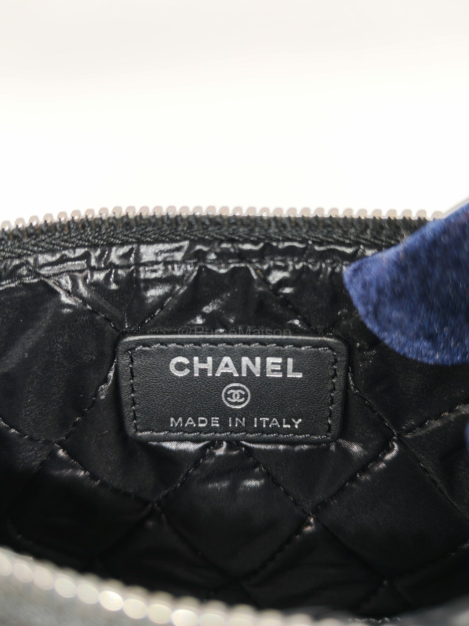 Chanel Mini O-case Coin Purse in Black Quilted Patent Leather Ruthenium Hardware Series 19