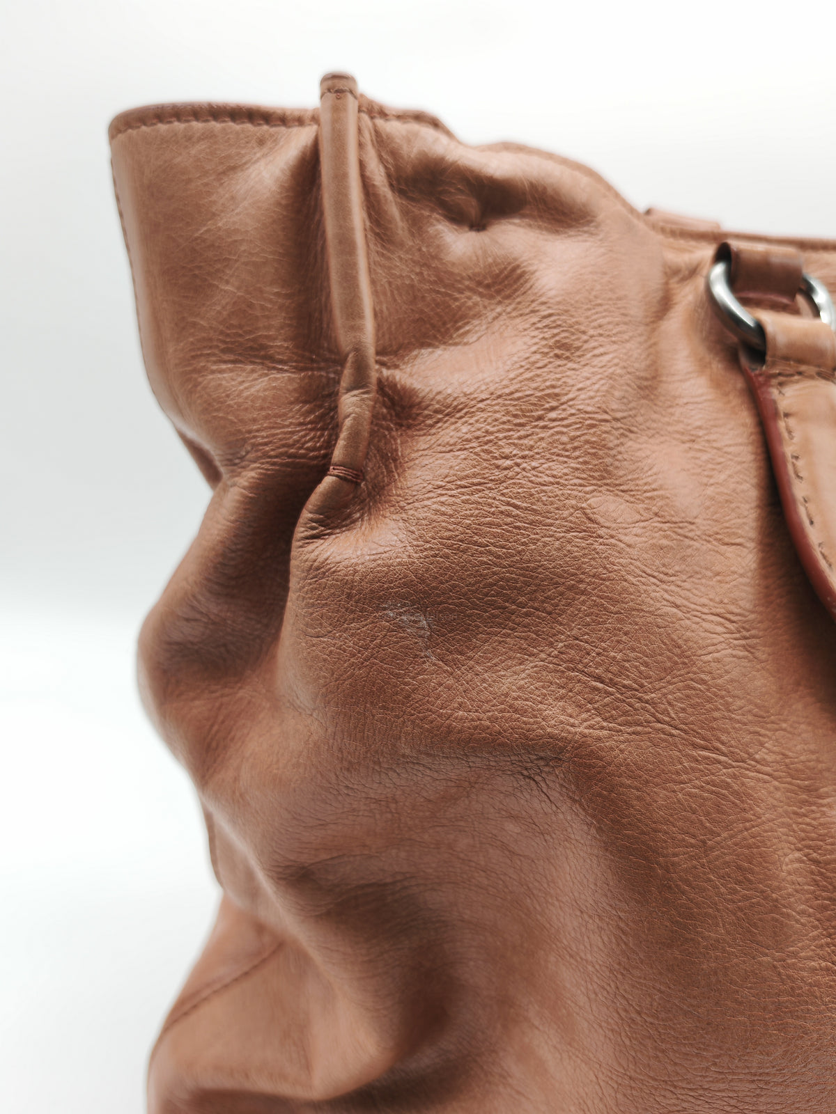 Prada Vitello Shine 2-way Tote Bag in Tan Vitello Daino Leather and Silver Hardware
