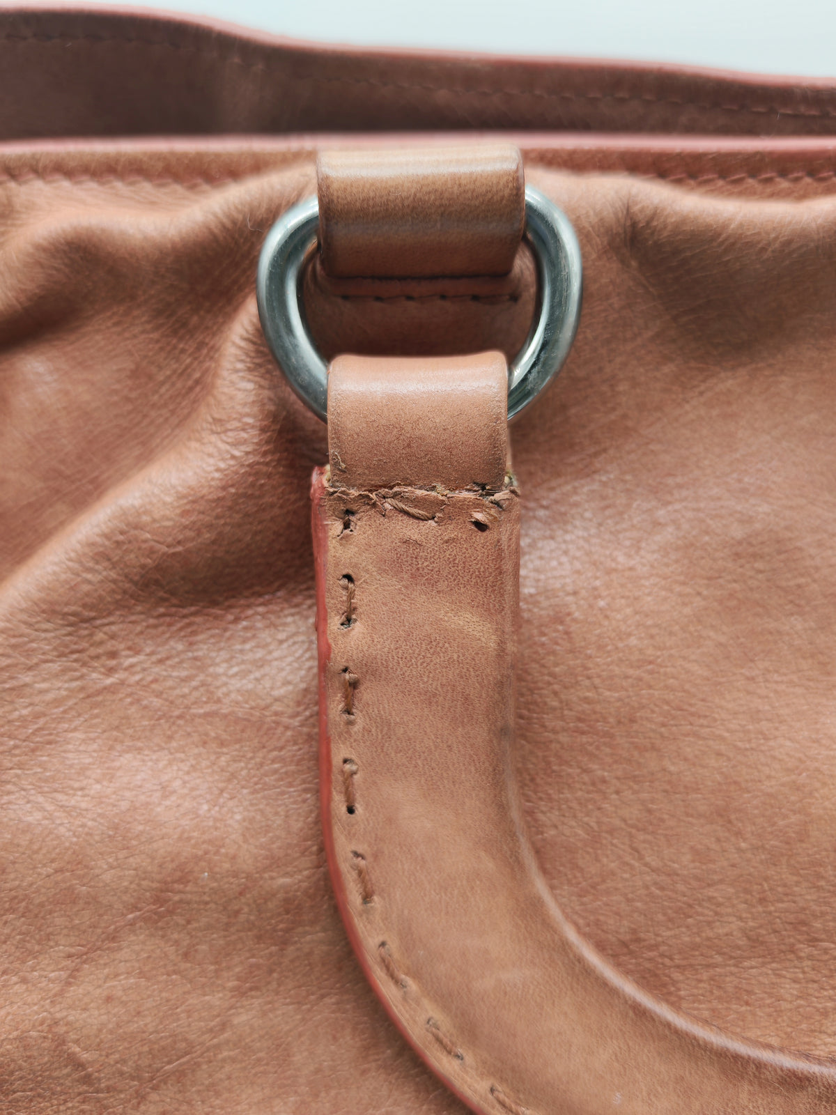 Prada Vitello Shine 2-way Tote Bag in Tan Vitello Daino Leather and Silver Hardware