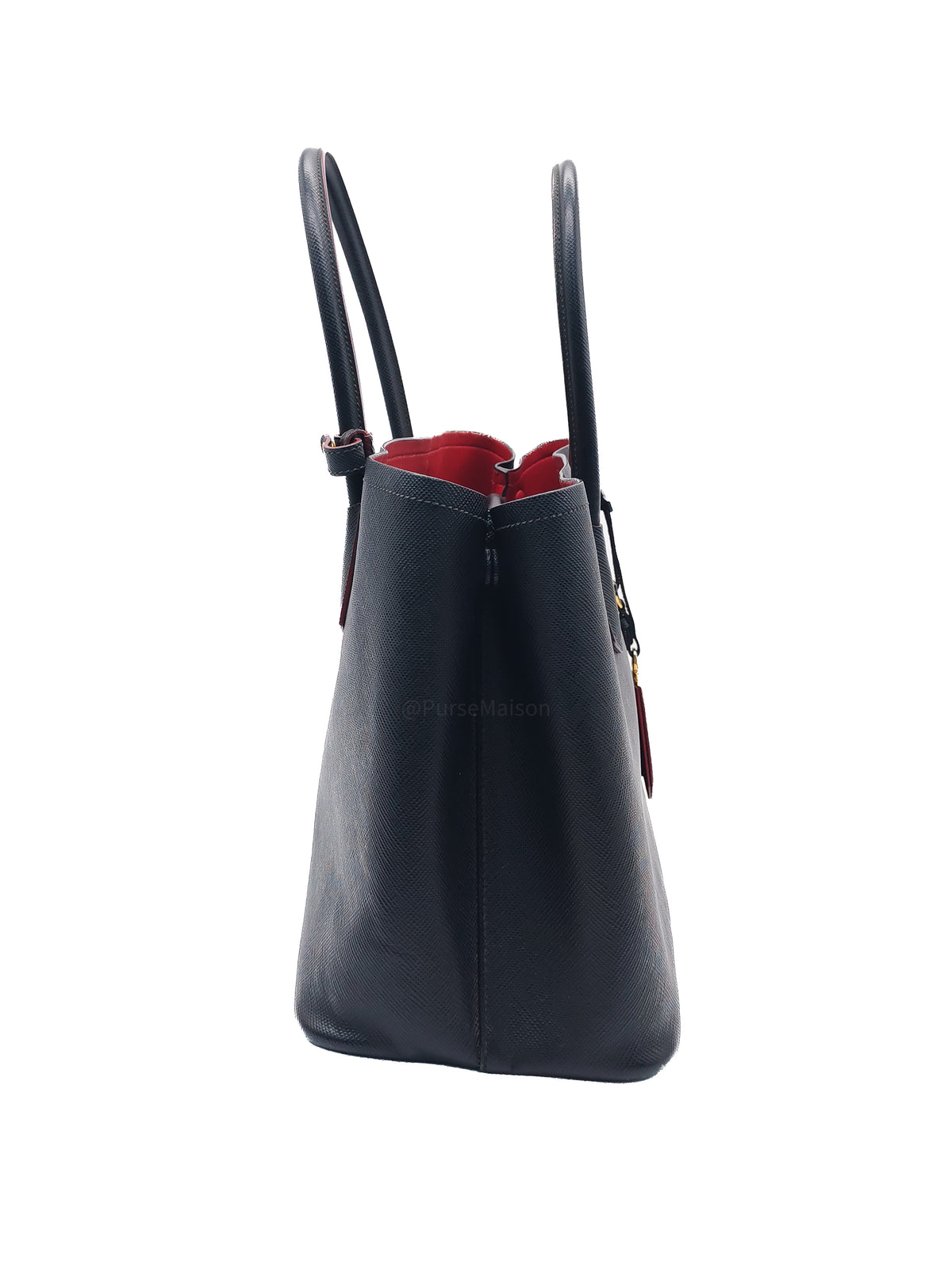 Prada Saffiano Cuir Black Double Bag Medium